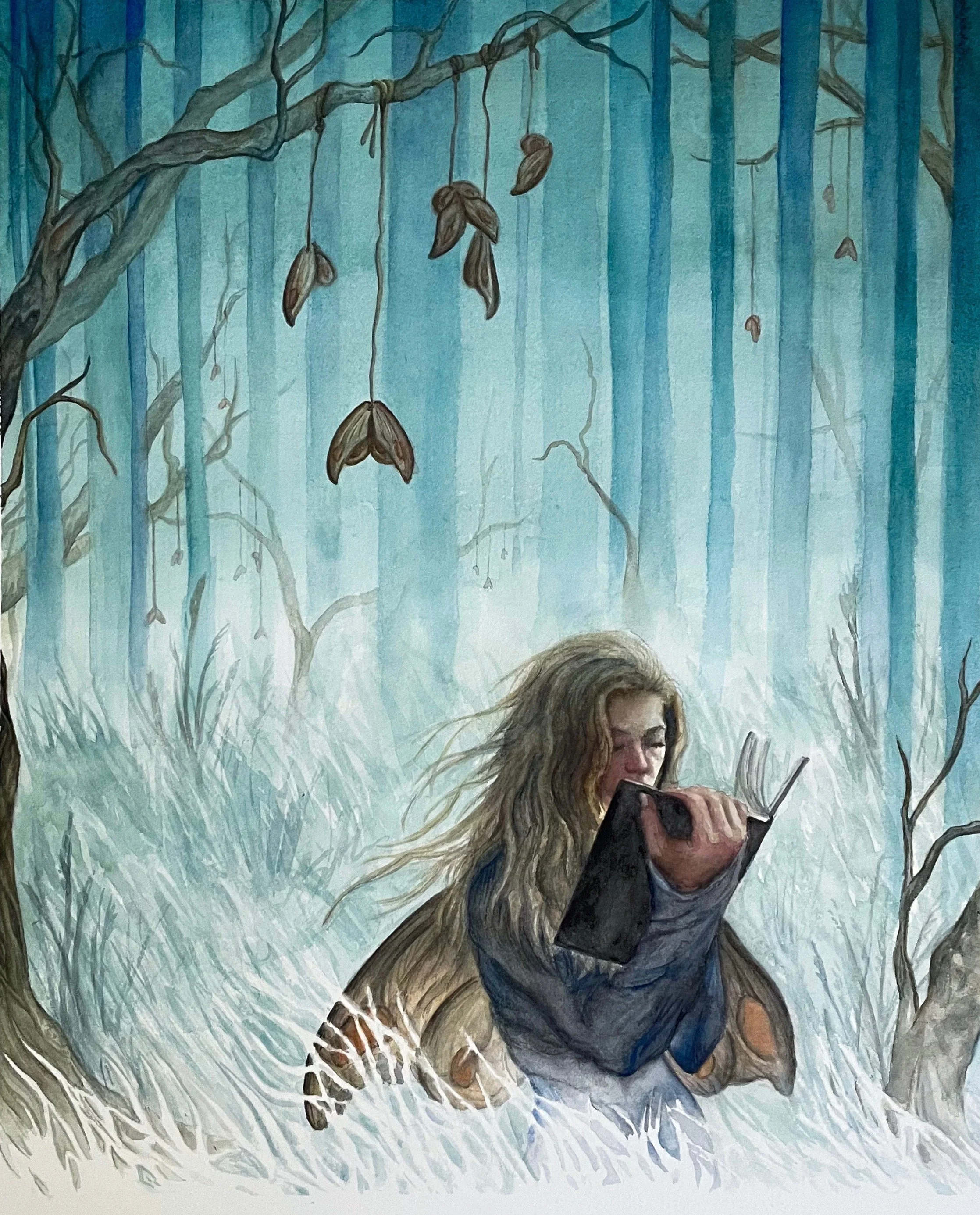 Caught by Distraction, 11x14 watercolor on paper (2023) SOLD