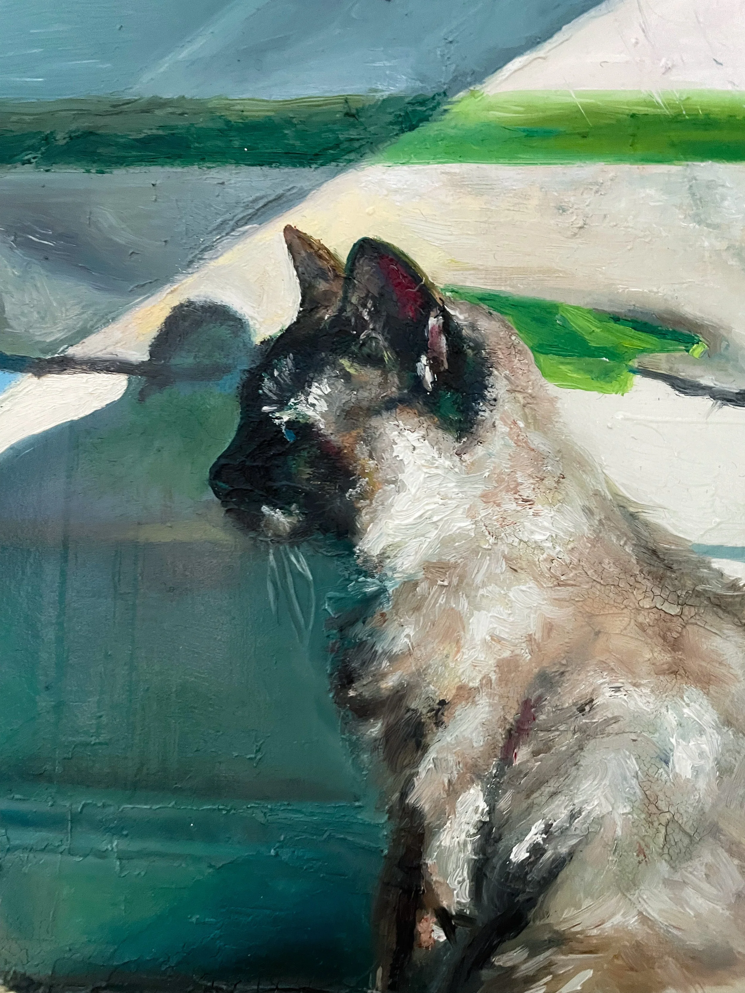 Sculpted Cat Painting (9x12, 2023) oil and chalk mold on panel 