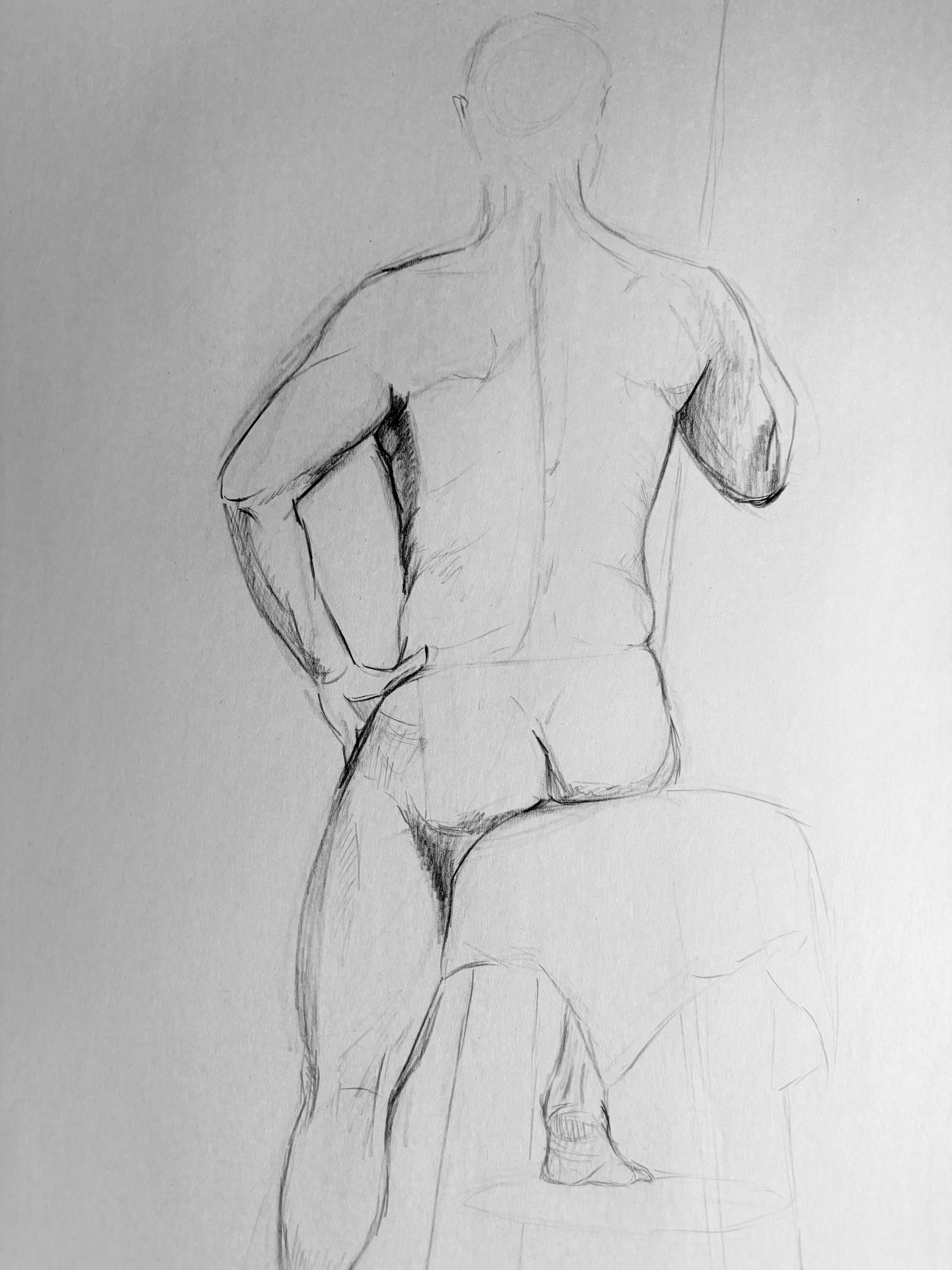 Five Minute Figure Sketch (18x24, 2022) charcoal on newsprint