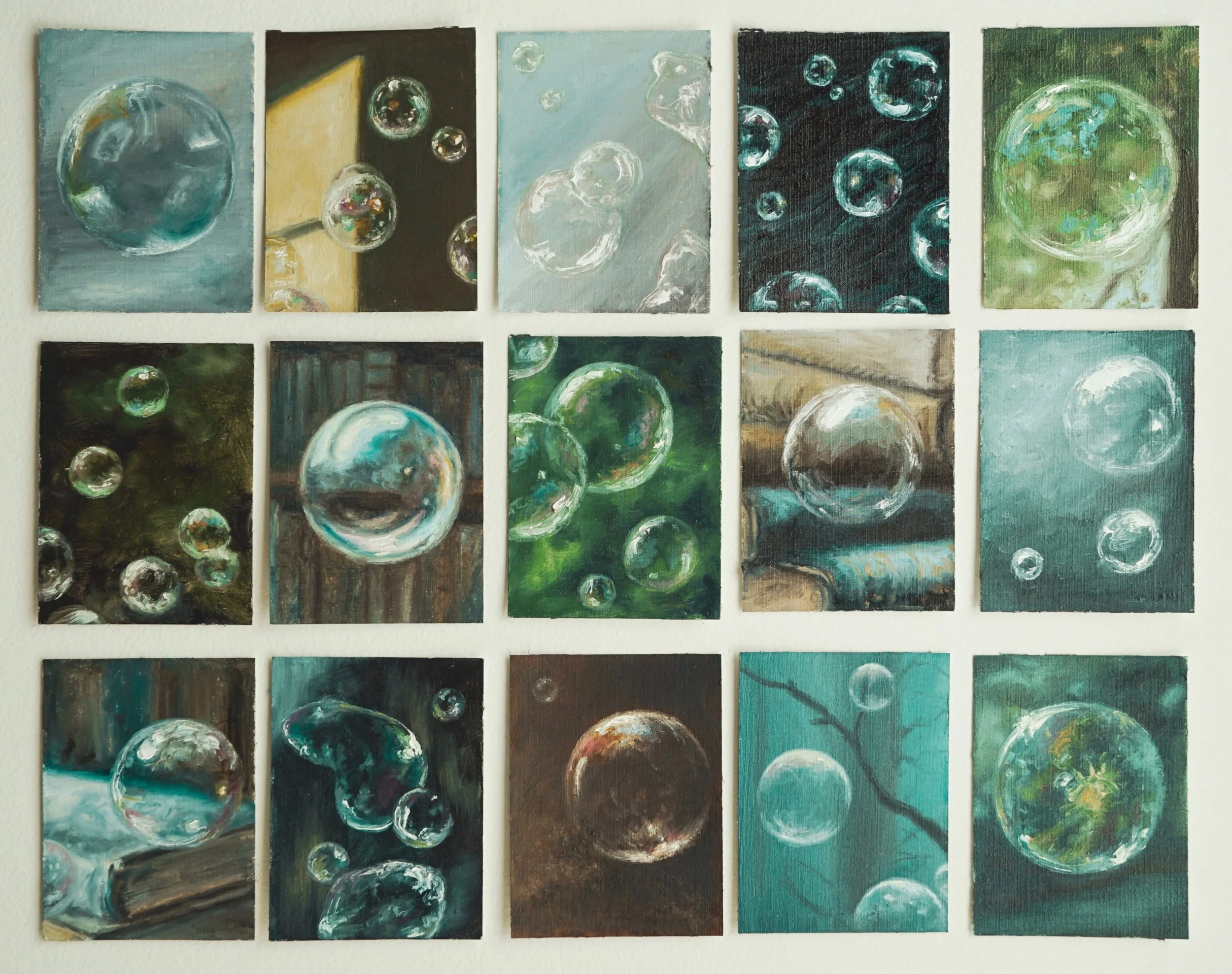 Bubble Studies, 2x3 each oil on paper (2025) SOLD