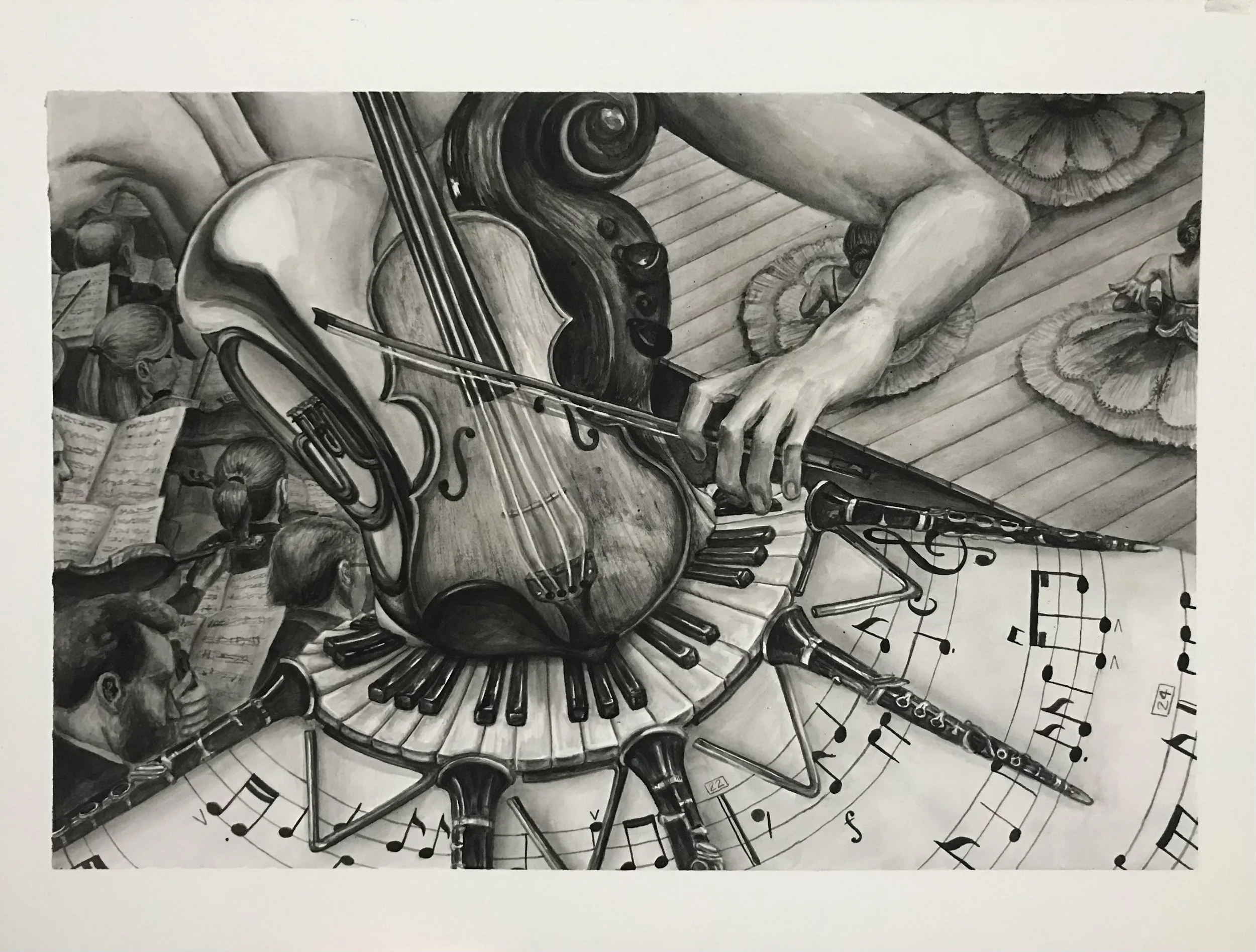 Ballet Illustration (16x20, 2021) acrylic on illustration board *NFS