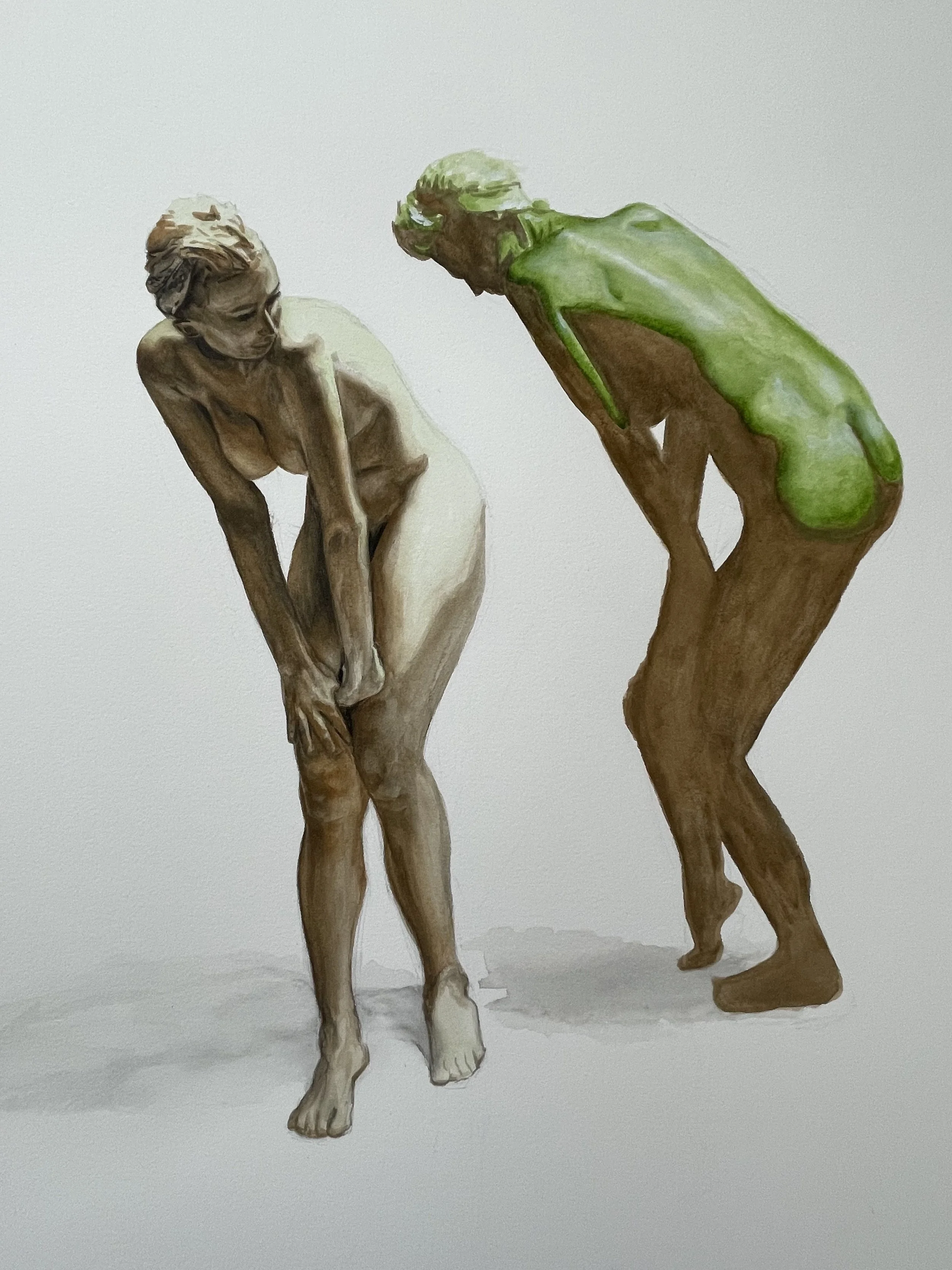 Two Figures Study (16x20, 2023) watercolor on watercolor paper 