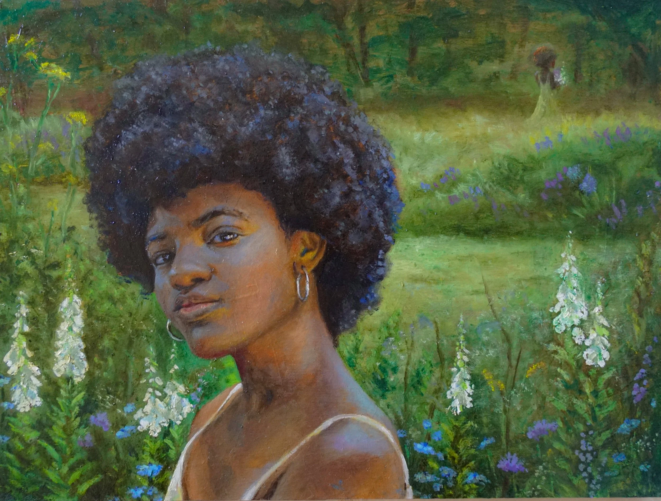 The Space Between Myself (9x12, 2023) oil on panel