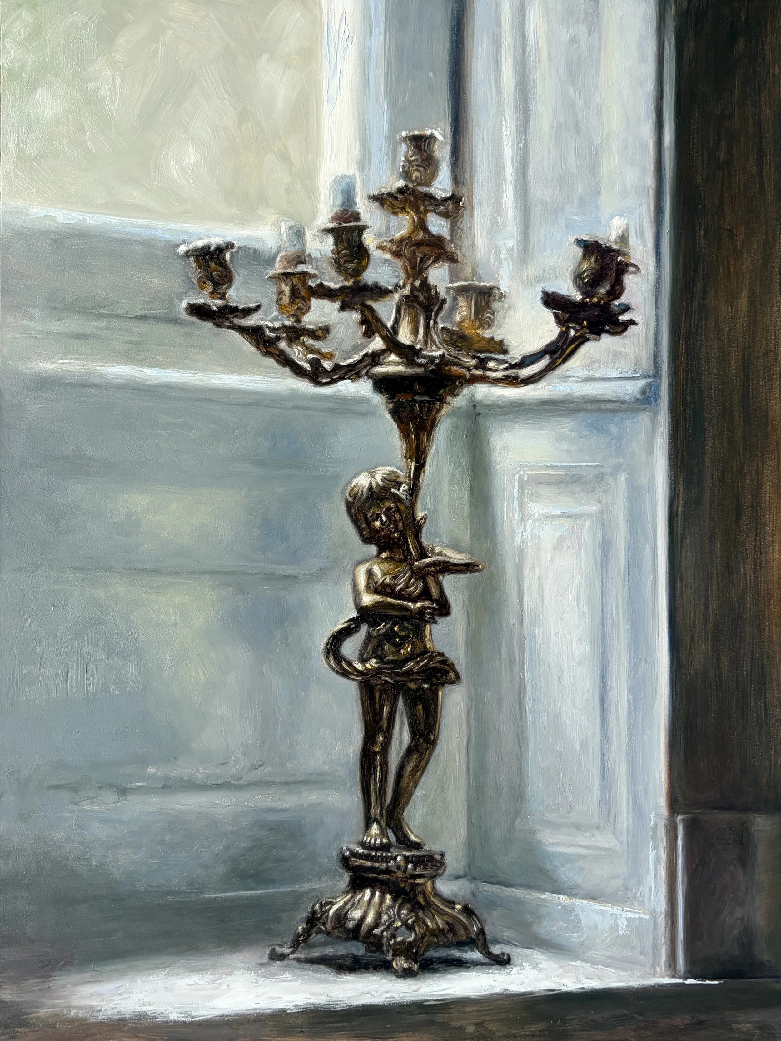 Bronze on the Windowsill, 12x16 oil on panel (2026)
