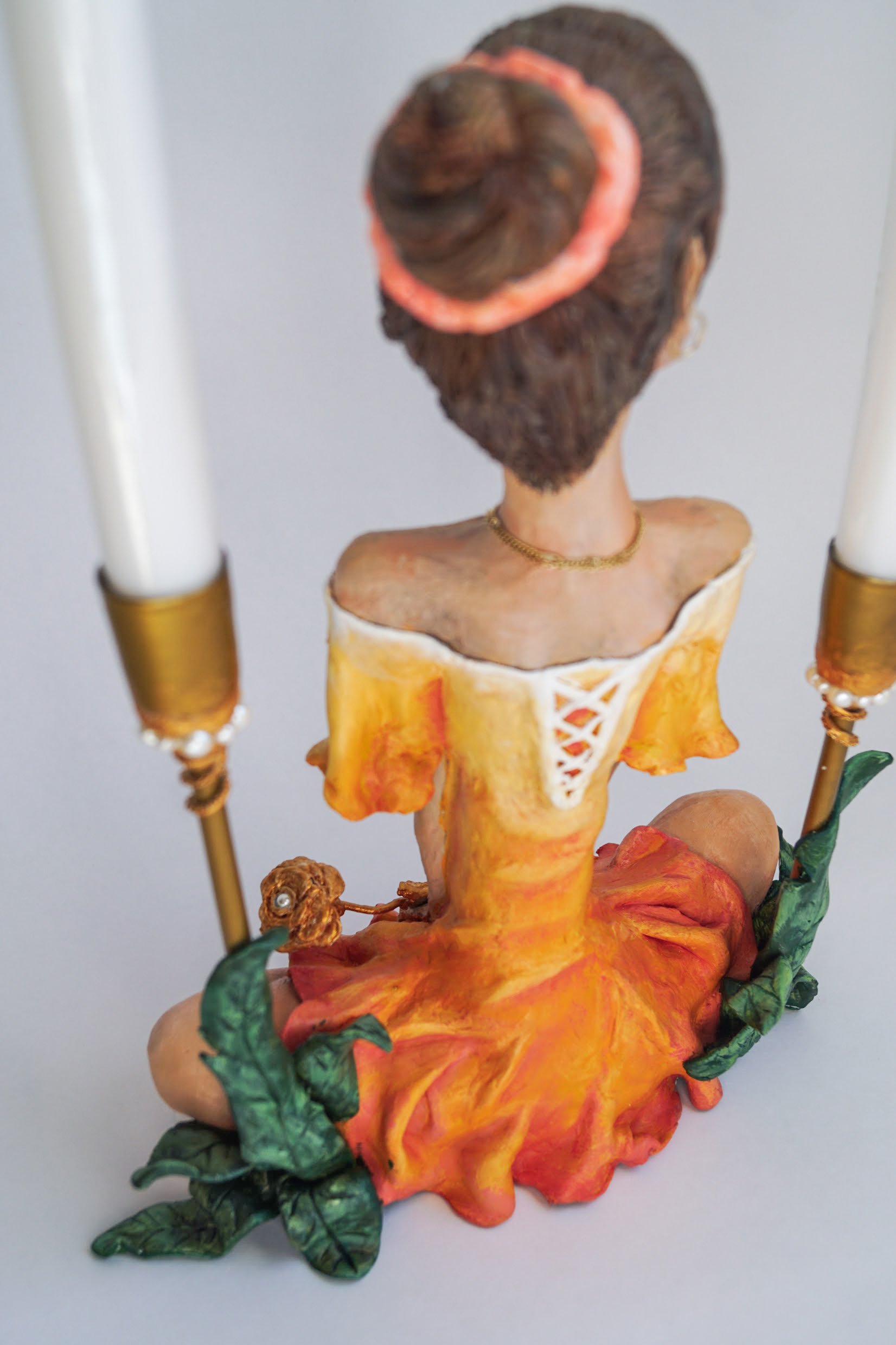 Pearl to the Flame Candelabra (8x15, 2020) clay, wire, and acrylic *NFS