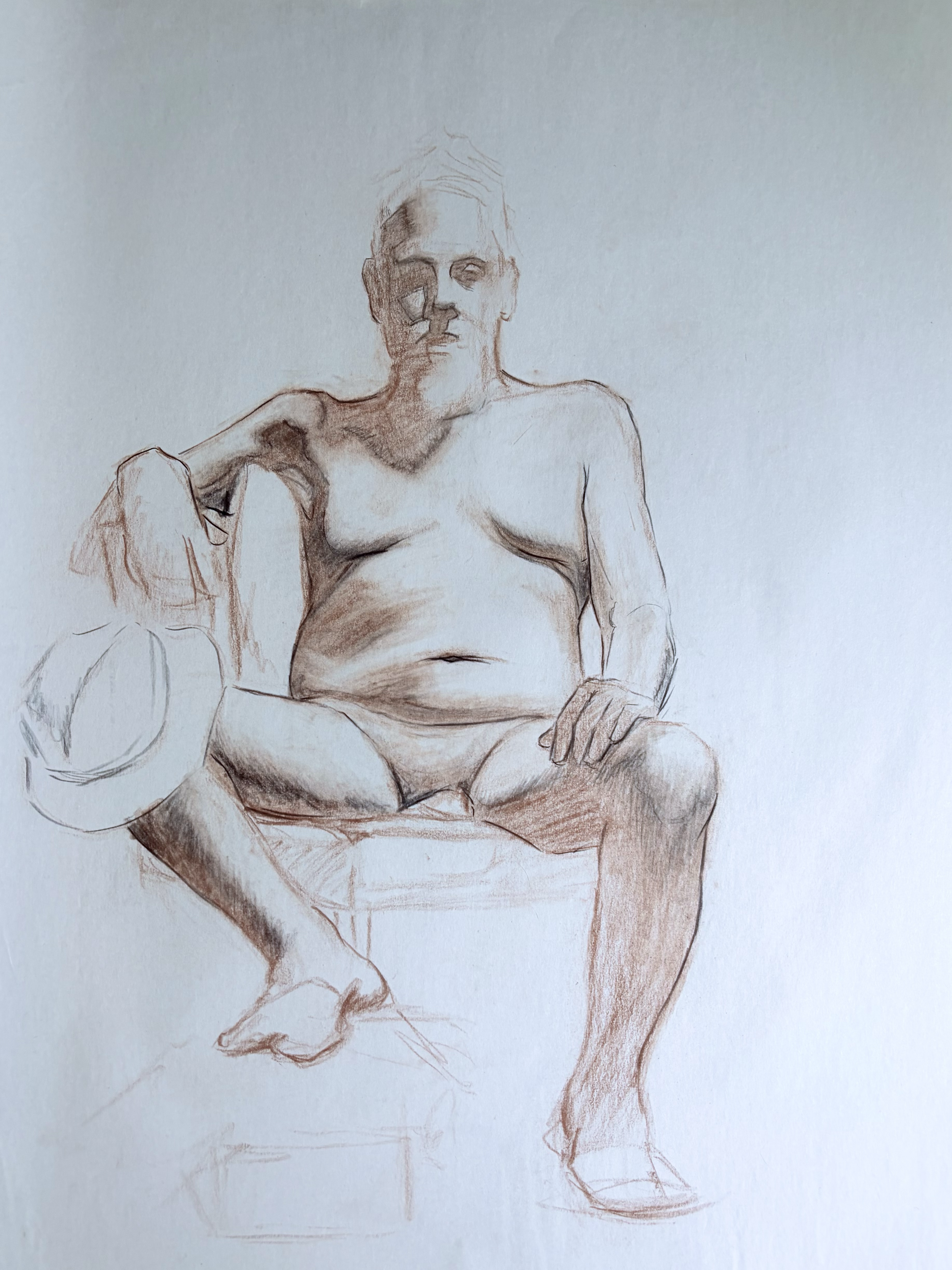 Hour Figure Sketch (18x24, 2024) pastels on newsprint 