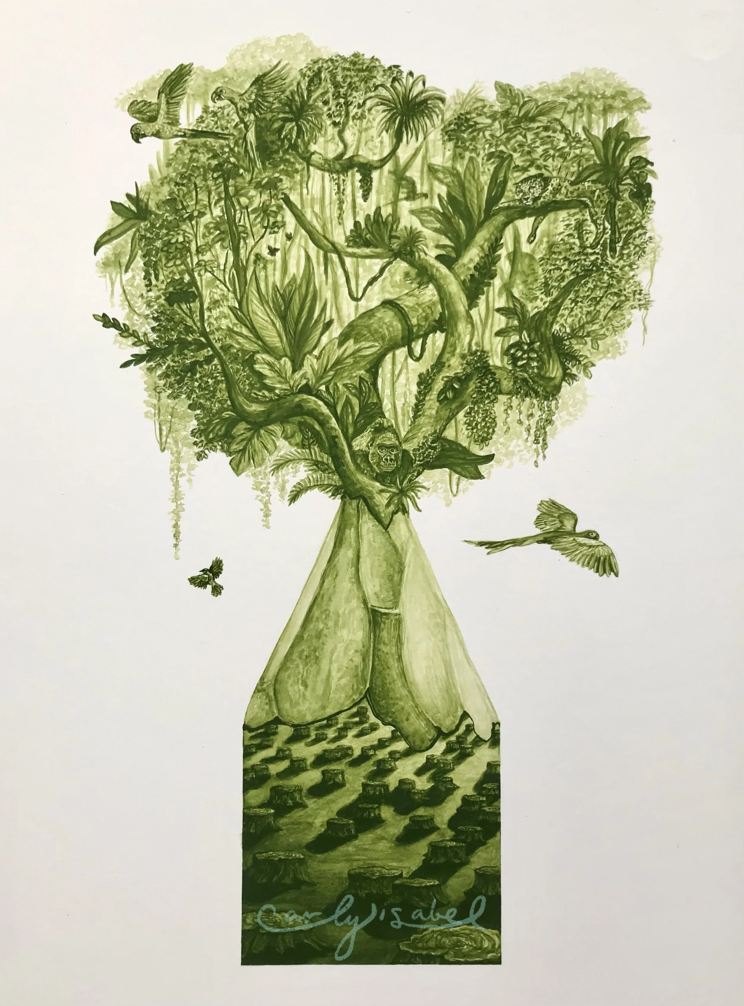 Eco Art Supplies Illustration (18x24, 2021) gouache on illustration board *NFS