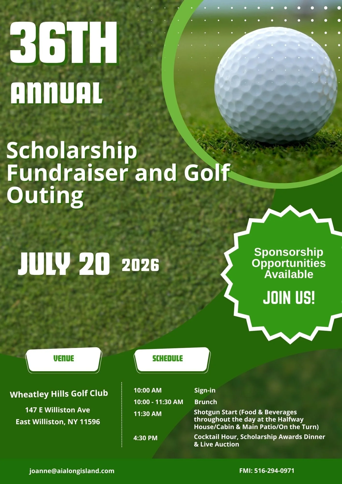 AIA Long Island Chapter's 36th AnnualScholarship Fundraiser &amp; Golf Outing