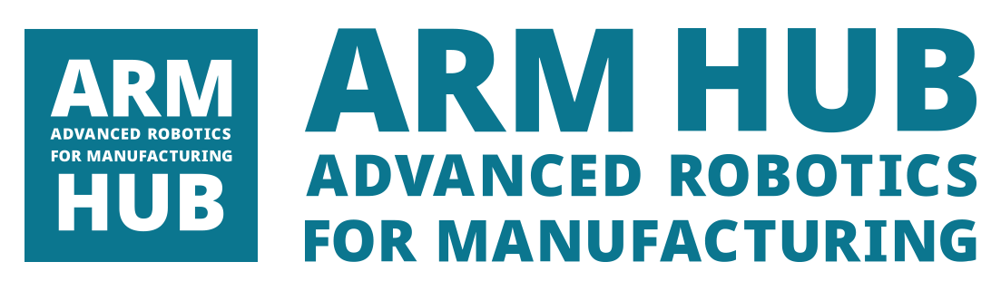 Logo with text "ARM HUB Advanced Robotics for Manufacturing."