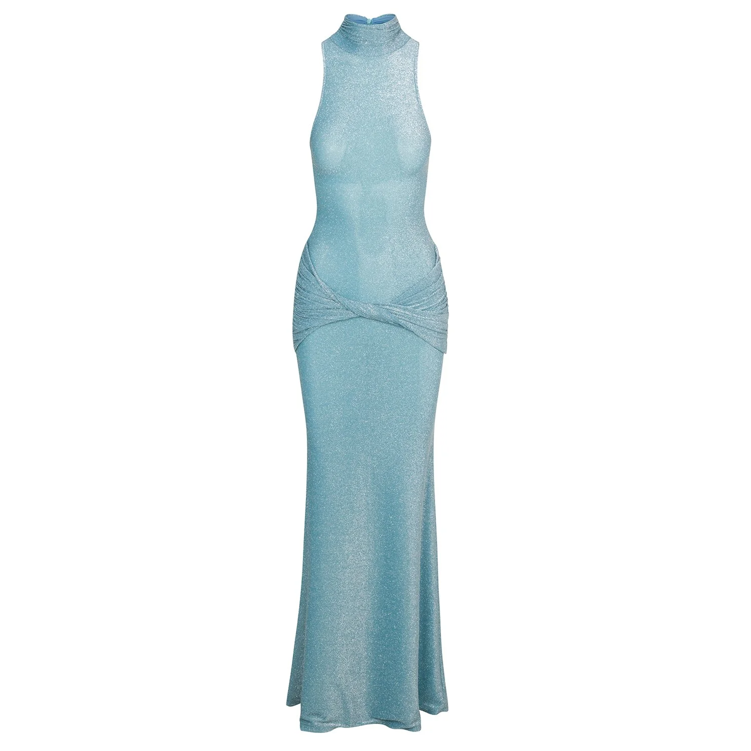 delfi collective blue dress Women's Blue Susi Maxi Bodycon Dress, Sleeveless High Neck, Evening Cocktail Attire, Large, Delfi Collective