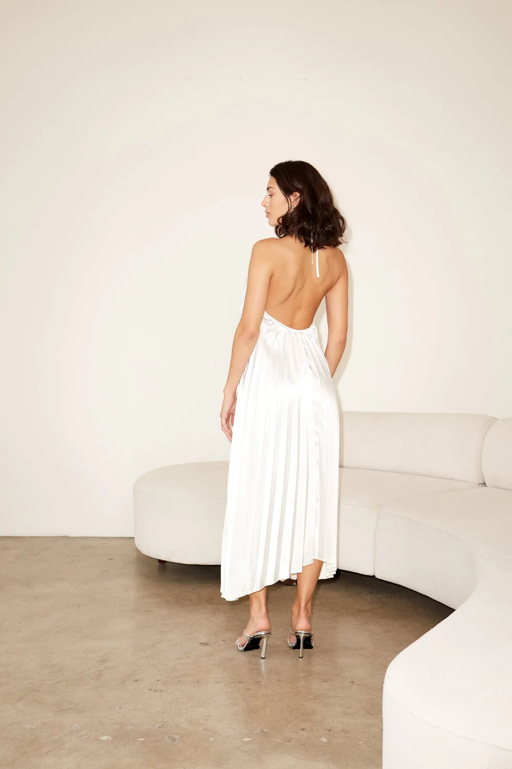 halter dress cotton White Cotton Halter Neck Maxi Dress Small