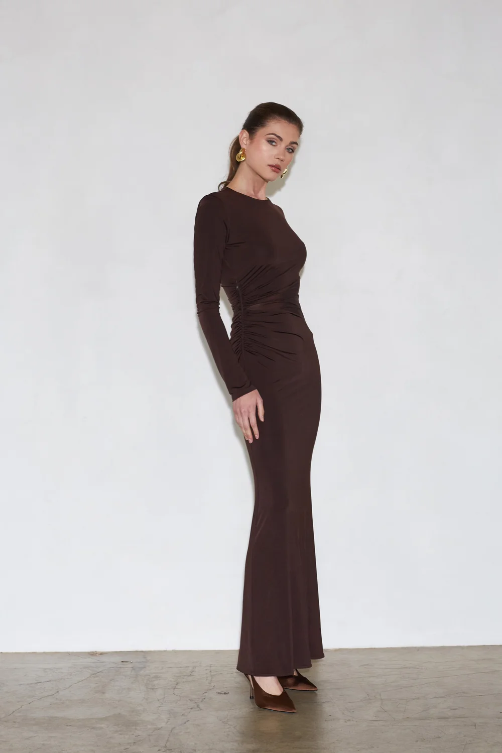 delfi brown dress MINI BOW MAXI DRESS IN DARK BROWN | CULT MIA