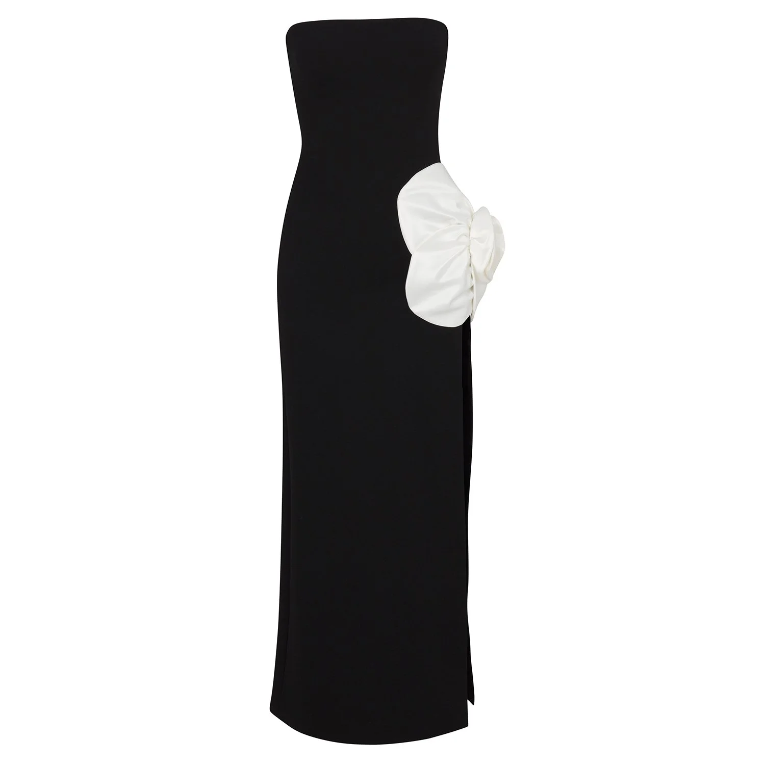 white dress polka dots Chic Black and White Polka Dot Sheath Dress Wedding Guest Dresses – VOS LEE main image 1