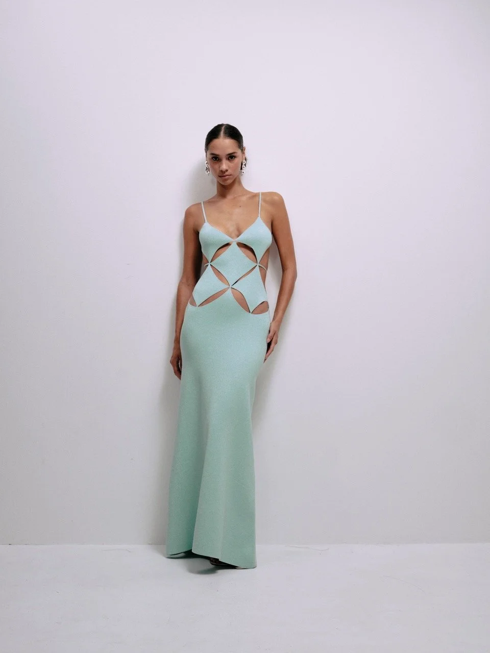 neon green long dress Neon Green Bodycon Split Evening Gown