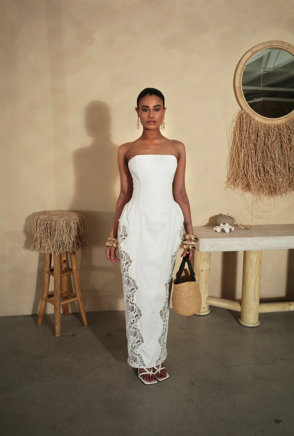 white christmas dresses Merletto Cut Out Maxi Dress - White main image 0