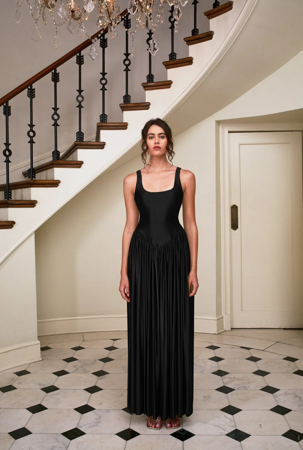 slim fit dress slacks Vestido Oriana Gold – Silvia Tcherassi Colombia main image 0