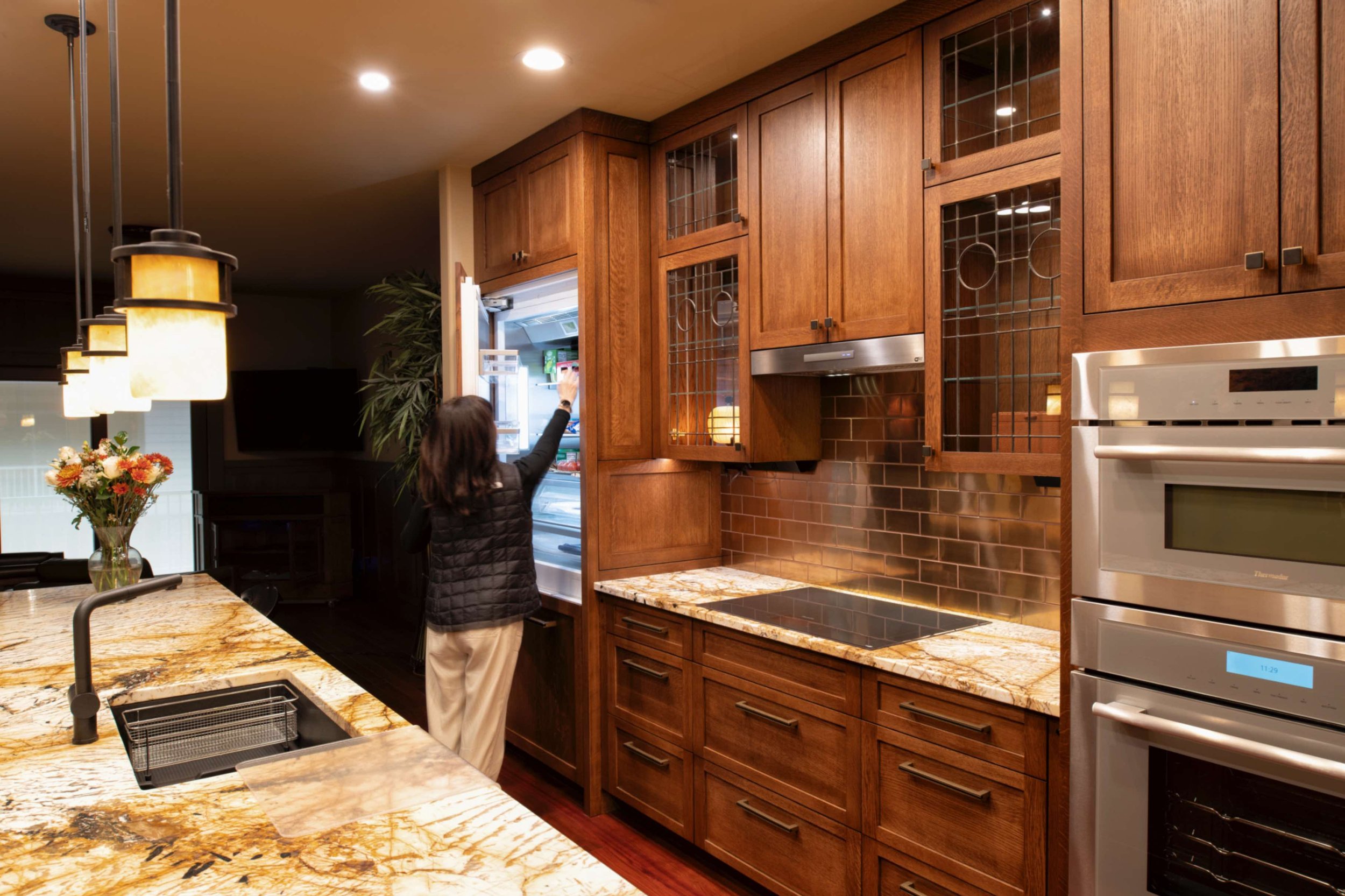 Craftsman kitchen with hidden refrigerator