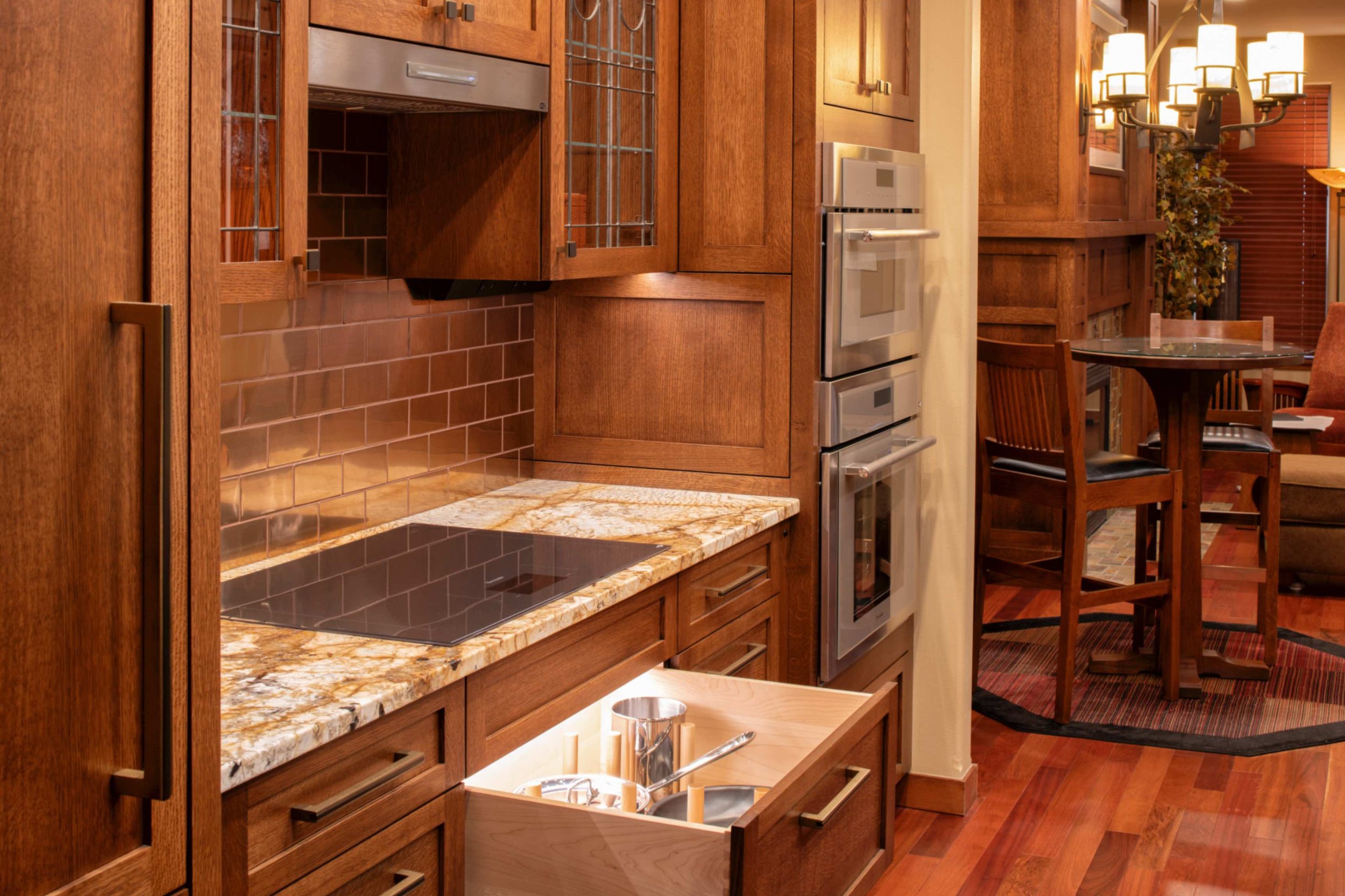 craftsman kitcehn remodel in spokane, wa. Hafele drawer lighting, pots and pan organization