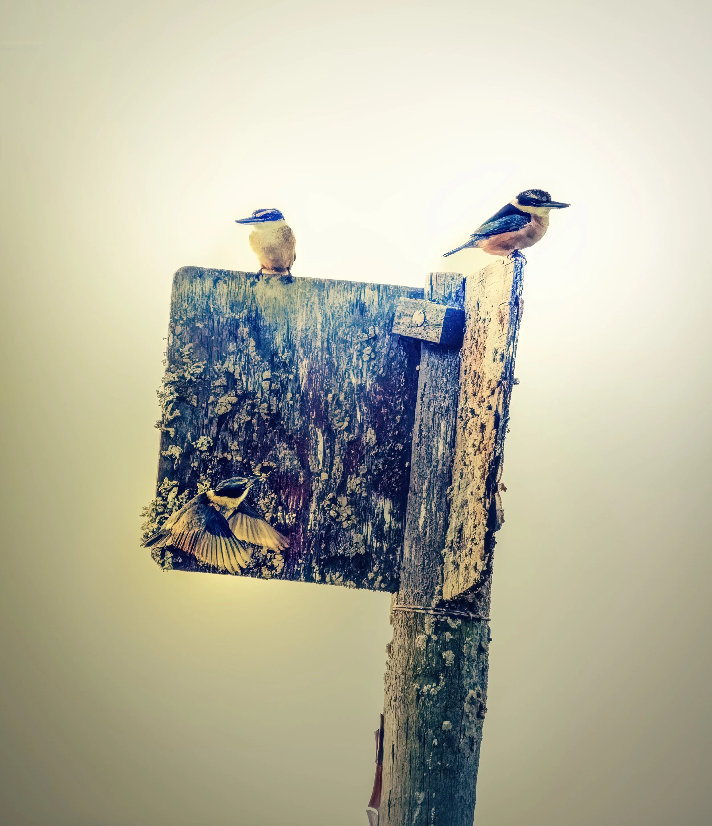 Kingfishers on a sign.JPG