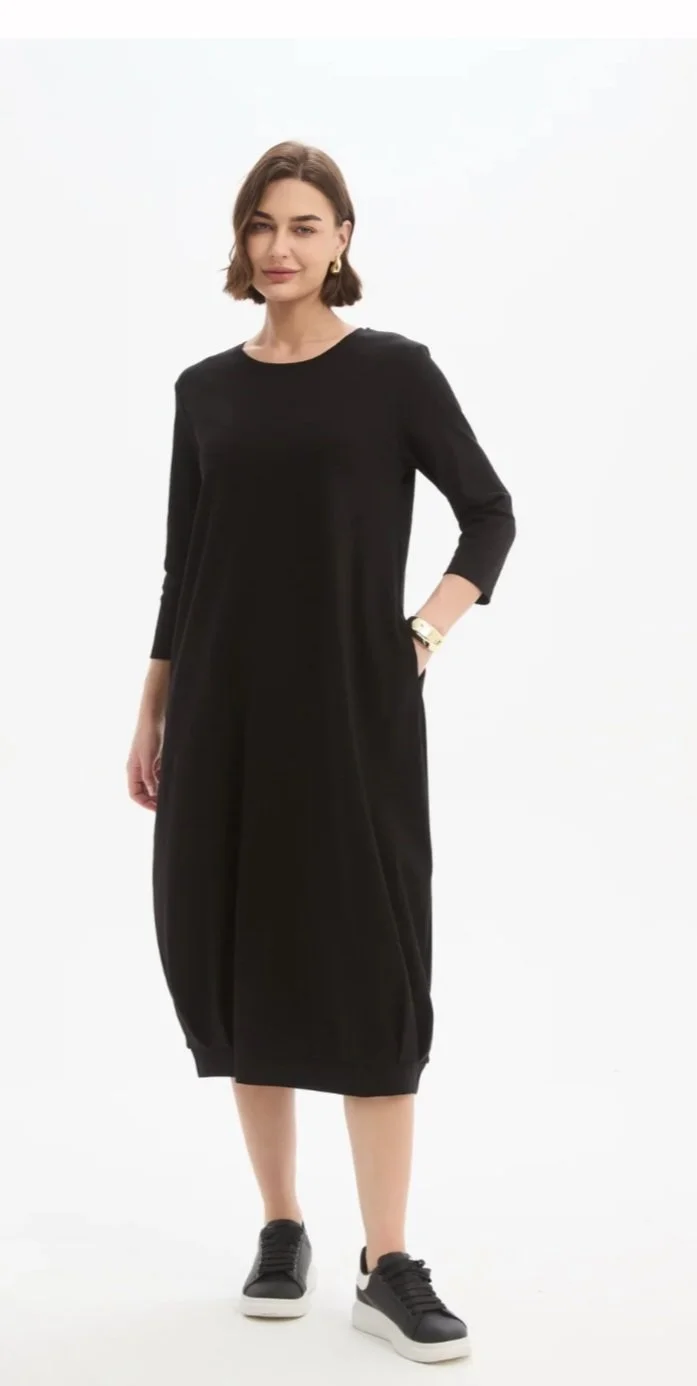 Tirelli Banded Hem Jersey Dress -Black
