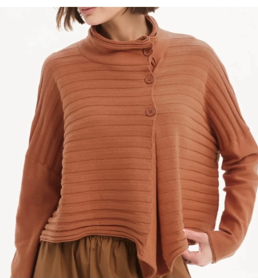 Tirelli cowl neck button knit-Amberstone
