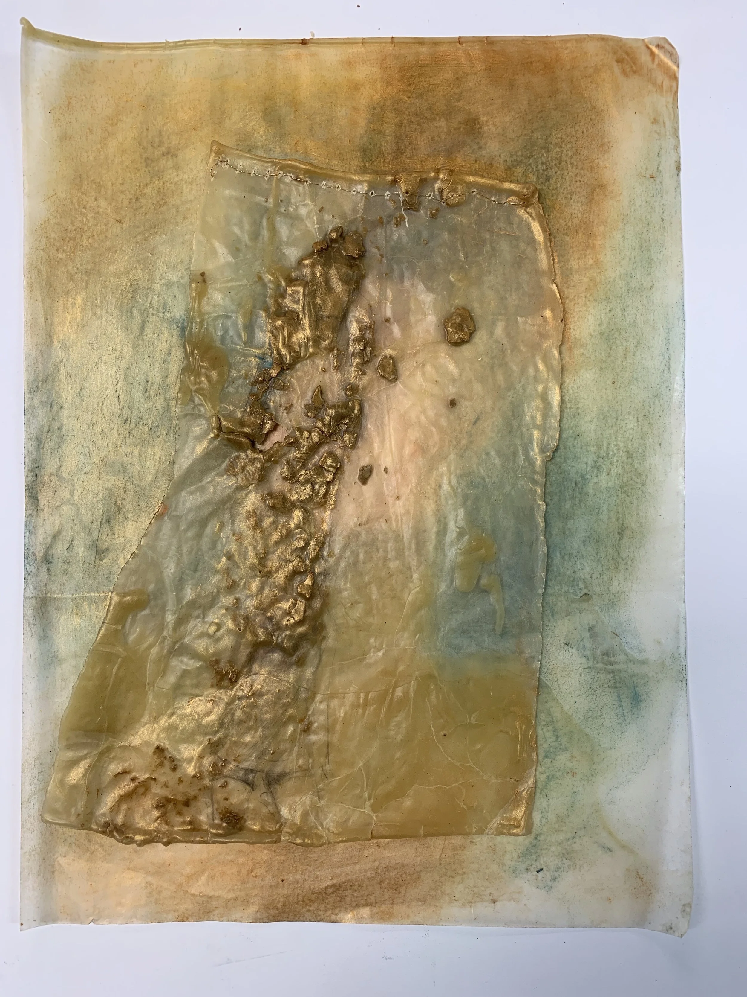 Clay drawing 4, mixed media on paper, 12” x 9”