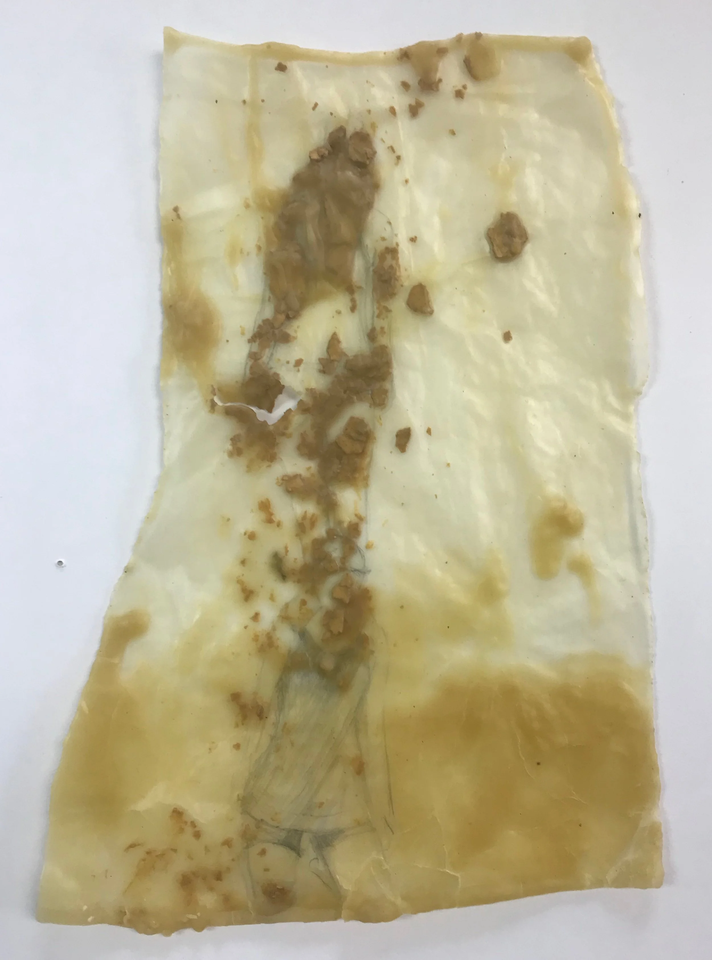 Clay Drawing 3, graphite, clay and beeswax, approx 12"x9"
