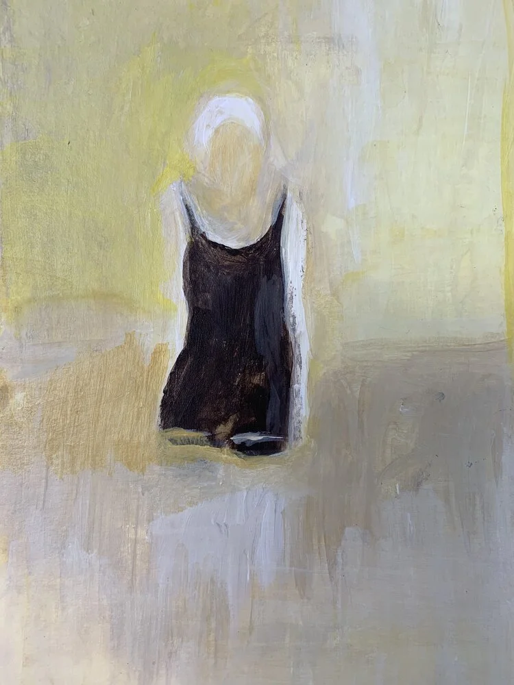 Bather, acrylic on paper, 11"x7"