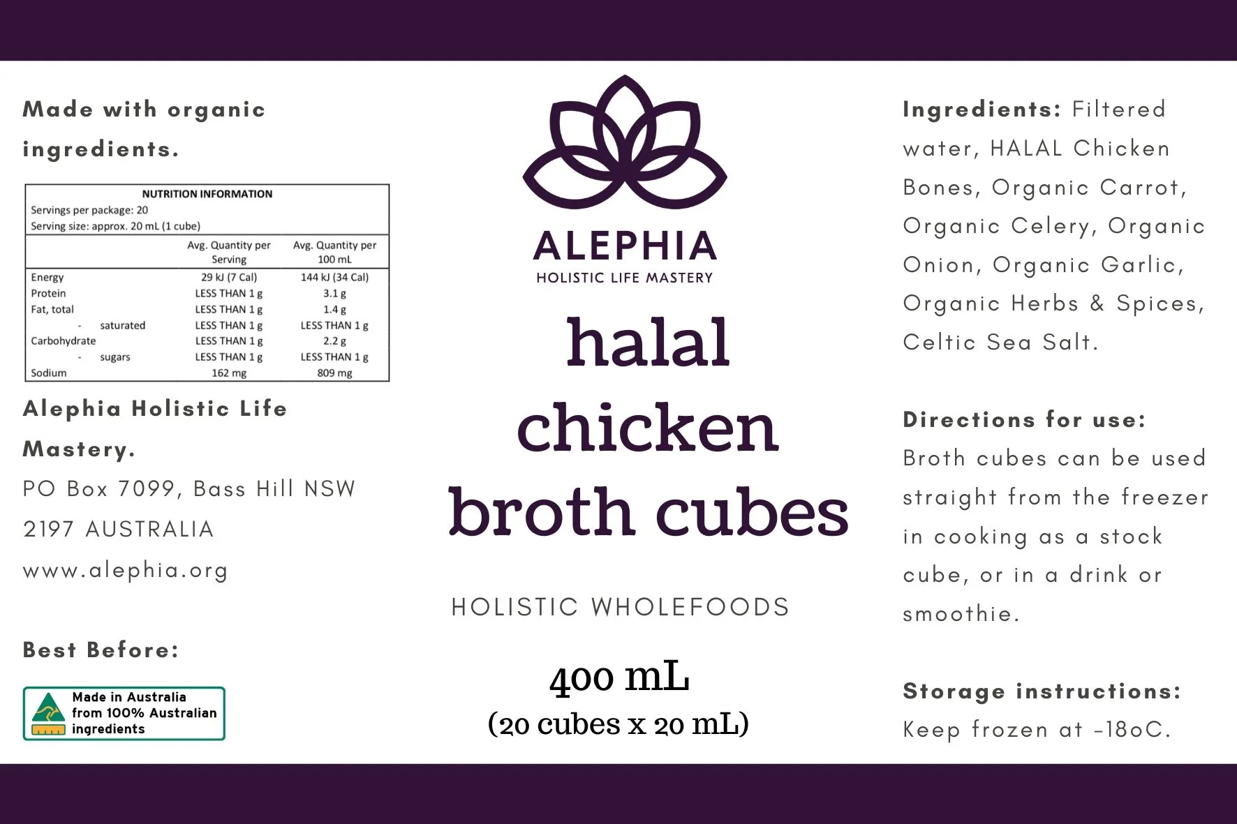 Organic Chicken Bone Broth Cubes