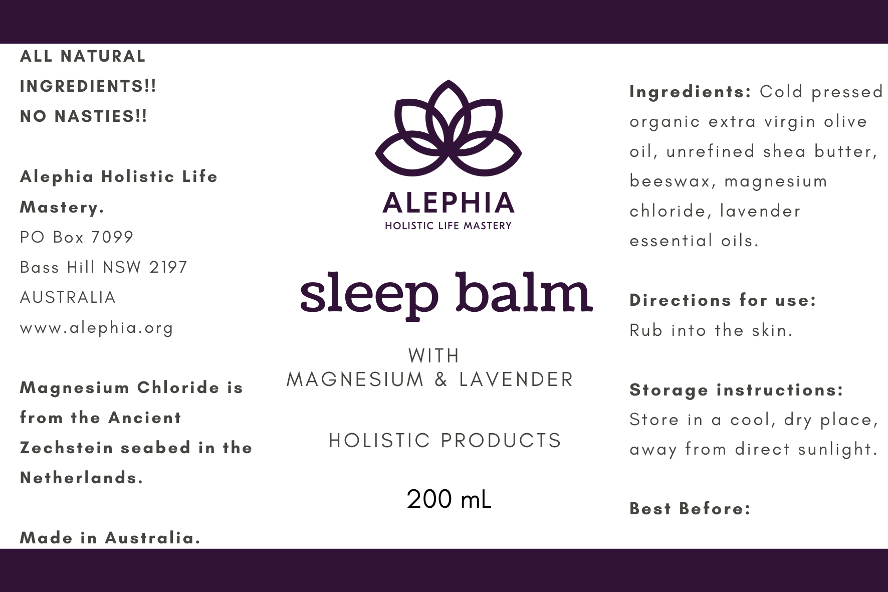 Sleep Balm with Magnesium & Lavender — Alephia Holistic Life Mastery
