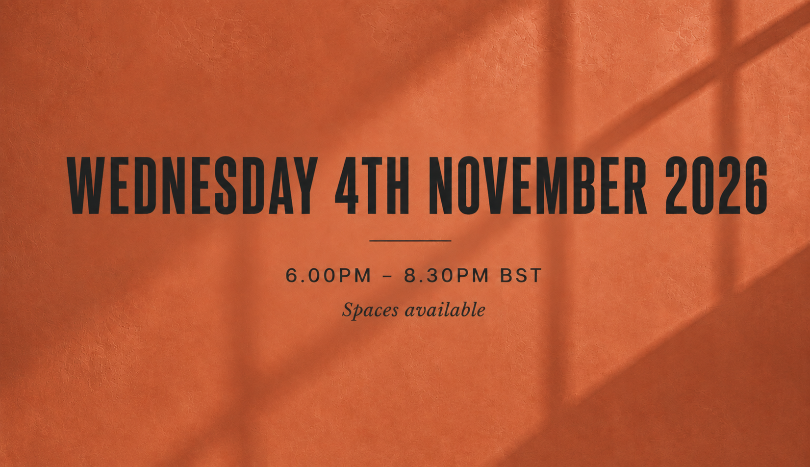 Set Decoration online evening course announcement for Wednesday, November 4th, 2026, from 6:00 PM to 8:30 PM BST, with spaces available.