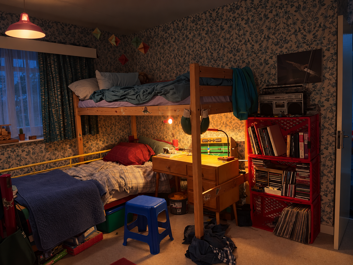 Set Decoration for a Vintage moody teenage bedroom 