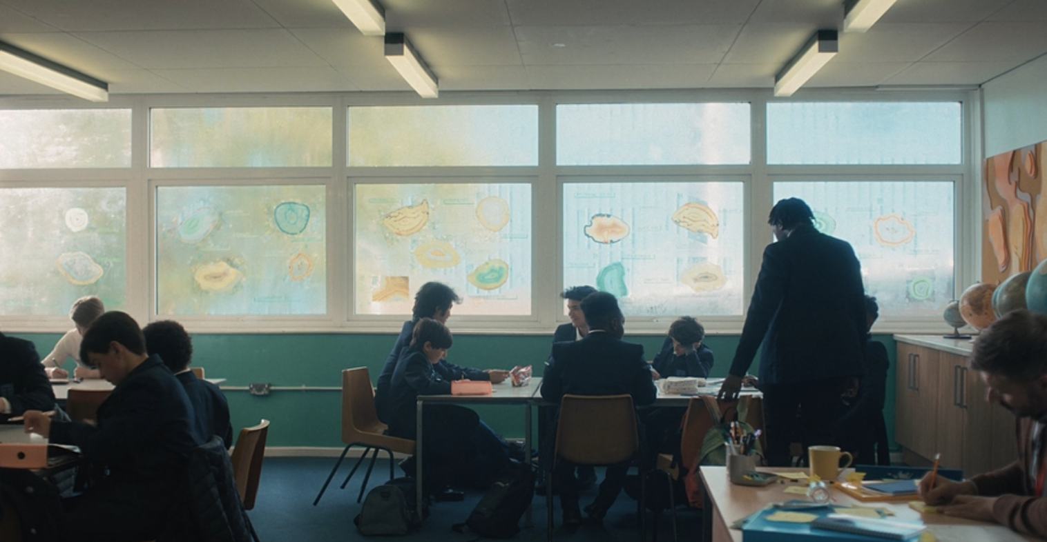 Heartstopper school classroom set with illustrated geode window displays