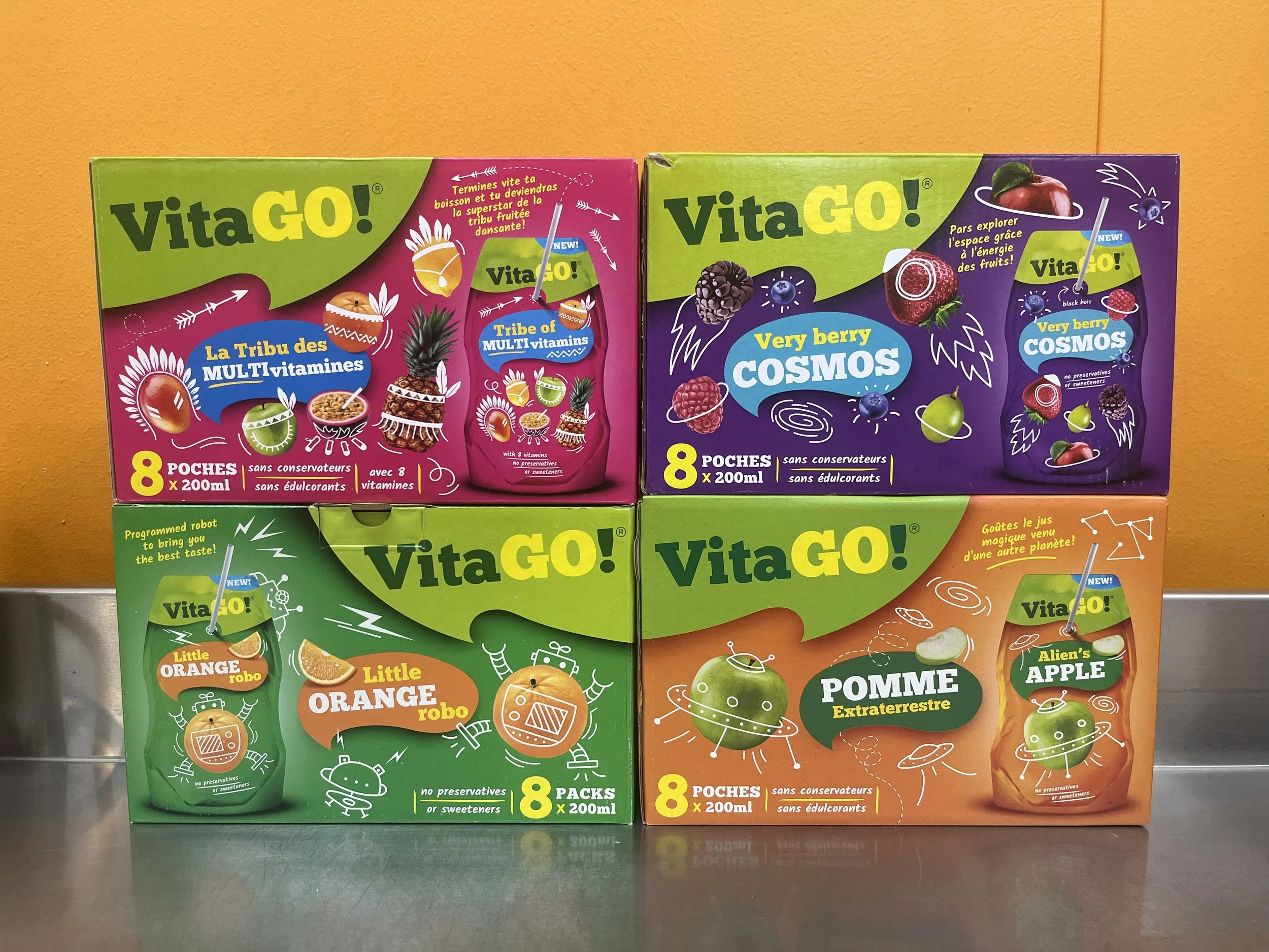 Vita Go - kids juice packs. 8 in a box. Great size for school lunch boxes.