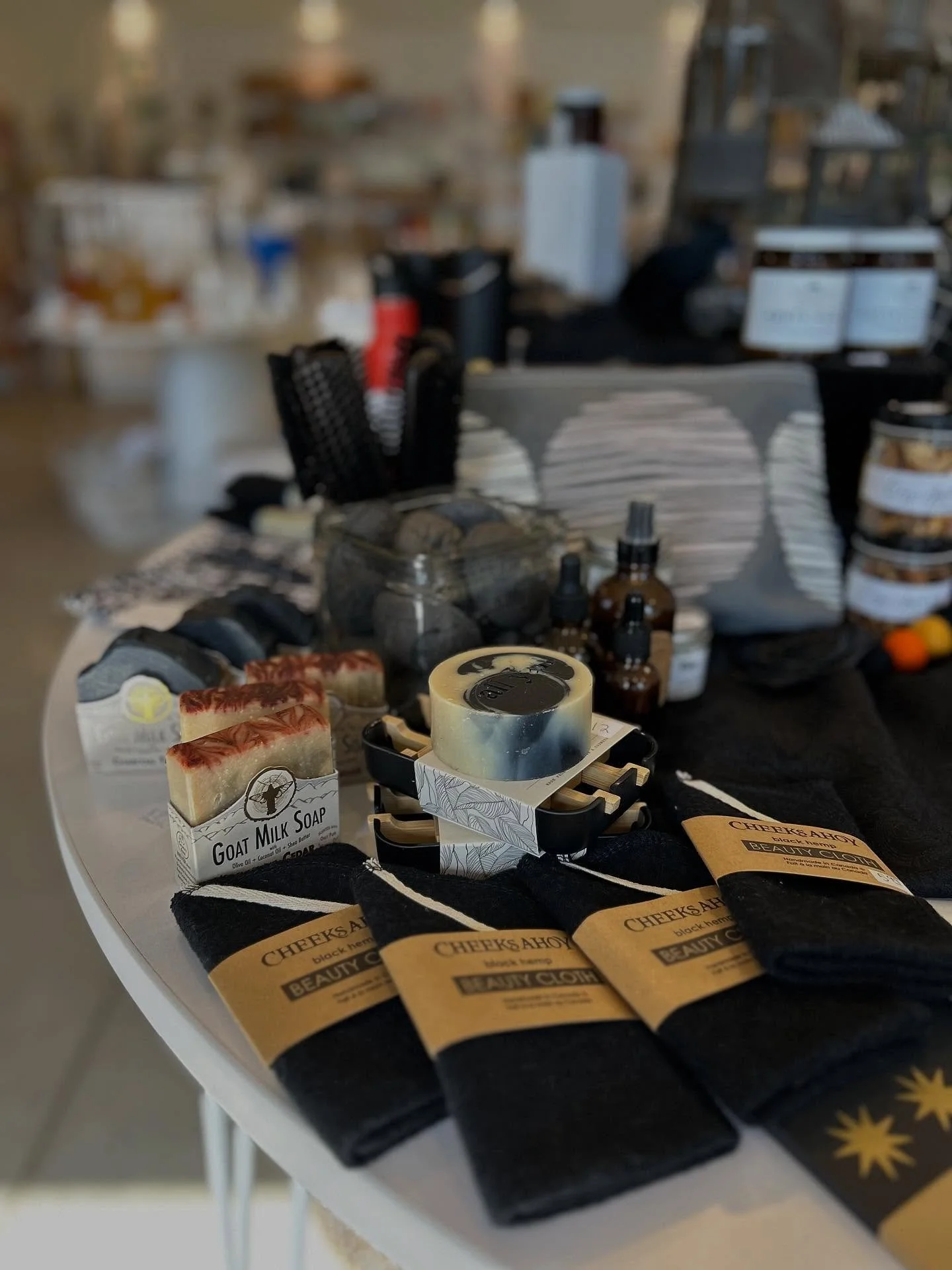 It&rsquo;s a very fall morning here in Virginia! Come check out our spooky table display and grab yourself a bar of @mothwoodhome goats&rsquo; milk soap. 
We&rsquo;re open 10-6.