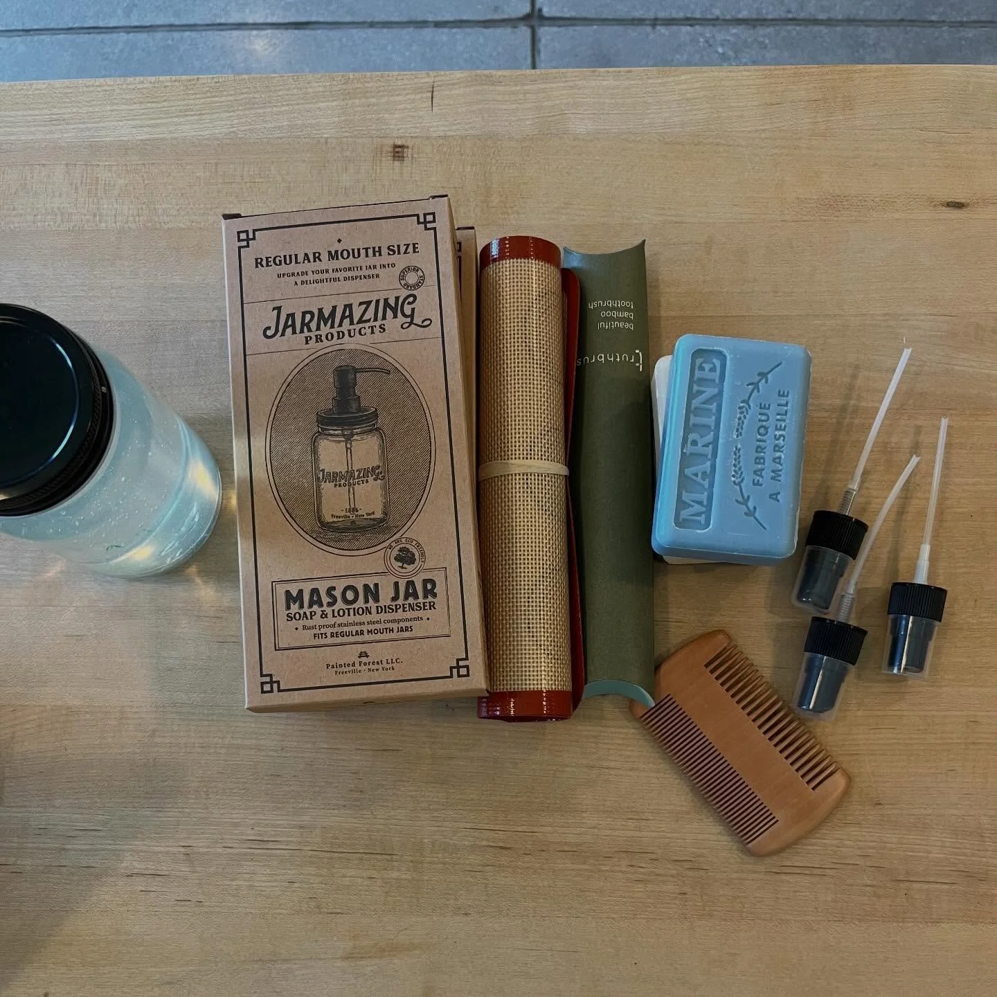 We love seeing what useful things you find in the shop! Here&rsquo;s one example of one customer&rsquo;s selections: a silicone baking matt, bamboo toothbrush, mister tops, bar soaps, and a mason jar lid! What will you find? 
We&rsquo;re here 11-3 to