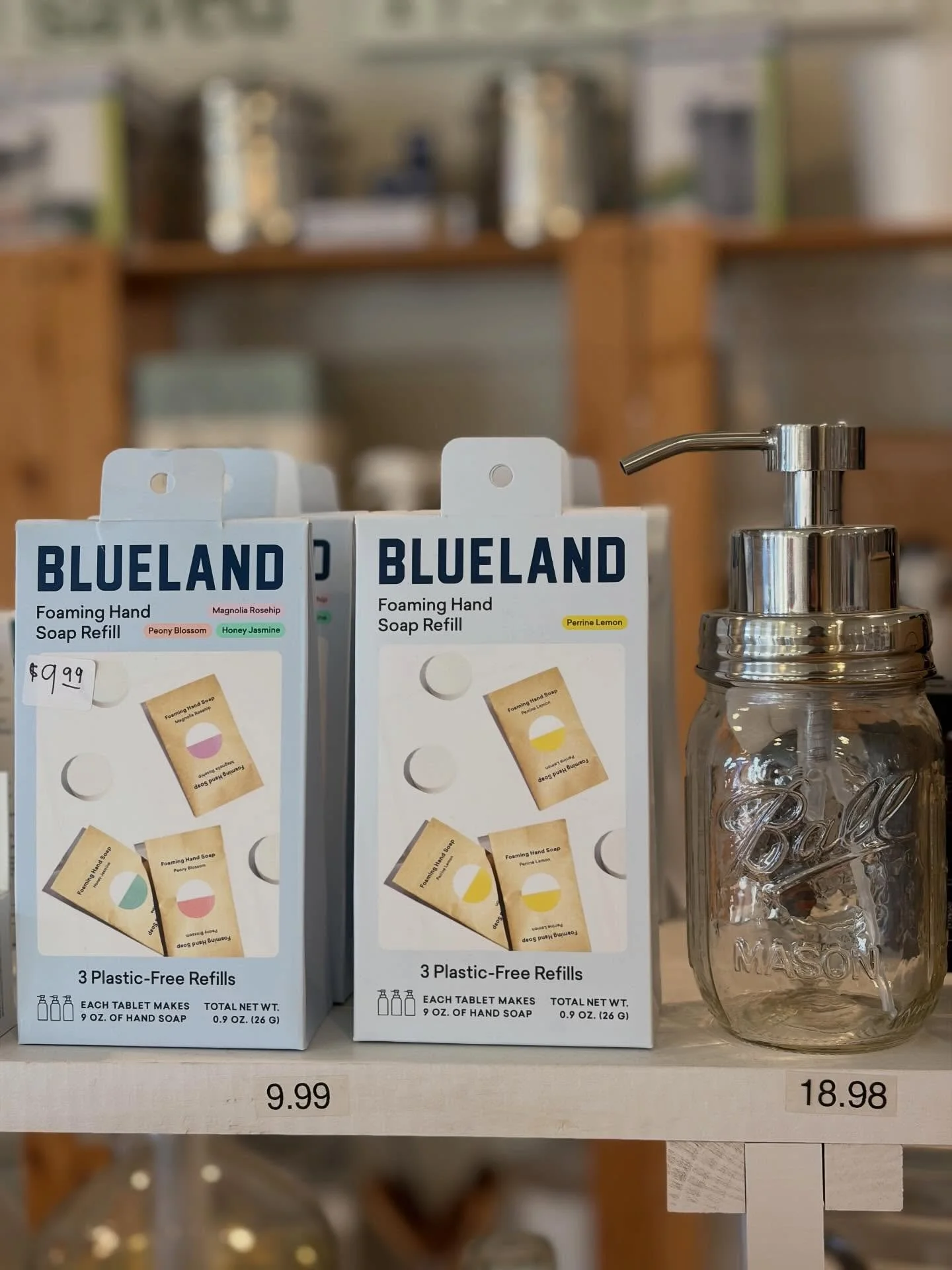 One of the easiest swaps to make when you&rsquo;re looking to get in to refilling is your hand soap. We have a couple of different options for foaming hand soap that come in a package like this with multiple refills. We also have really amazing liqui