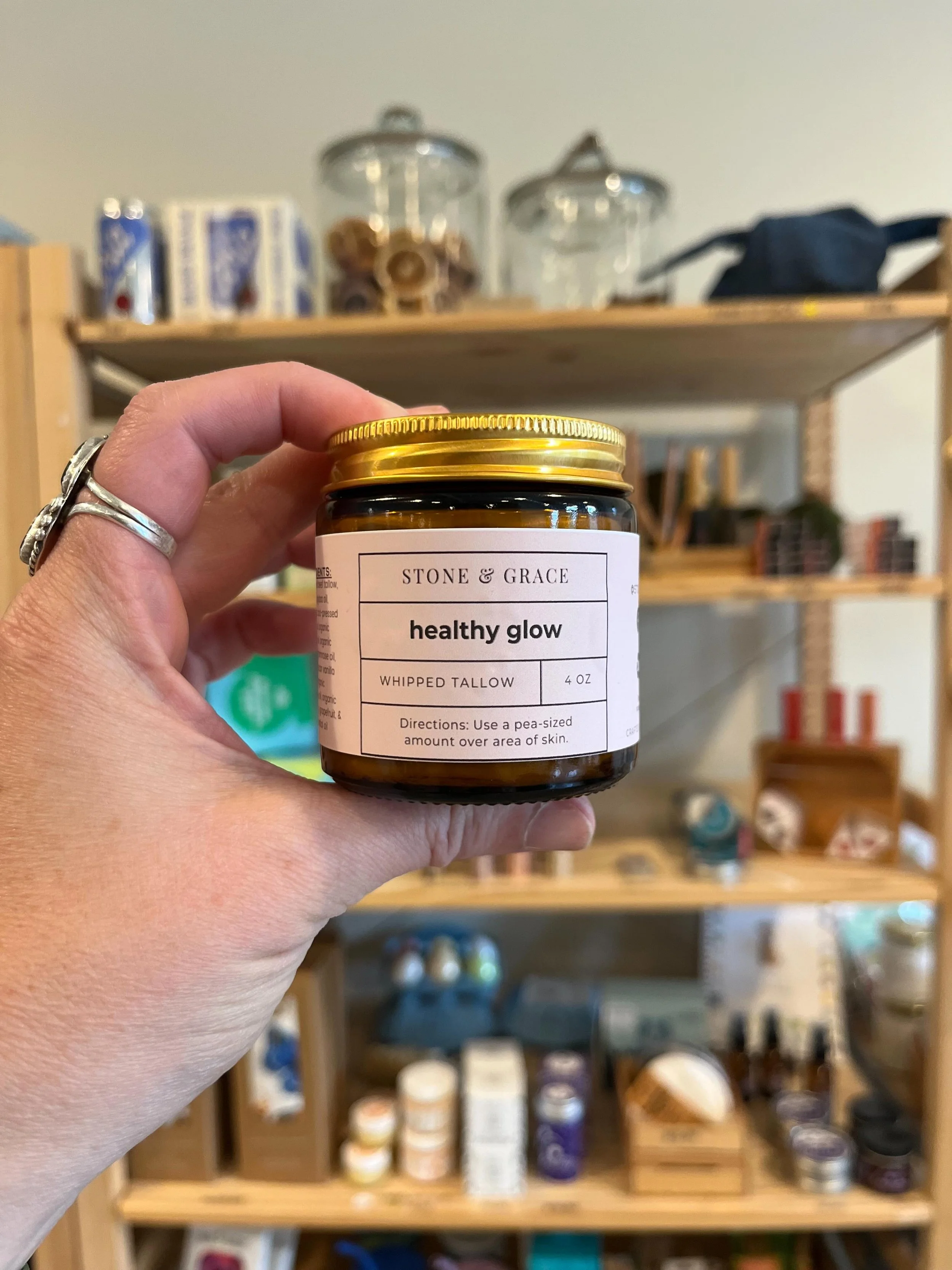 New local product 🚨 We have a new whipped tallow with jojoba, castor, and some other skin-loving favorites! I have been using this one for about a year and truly love it so we brought it to our shelves for you all to enjoy! We&rsquo;re here 10-6 if 