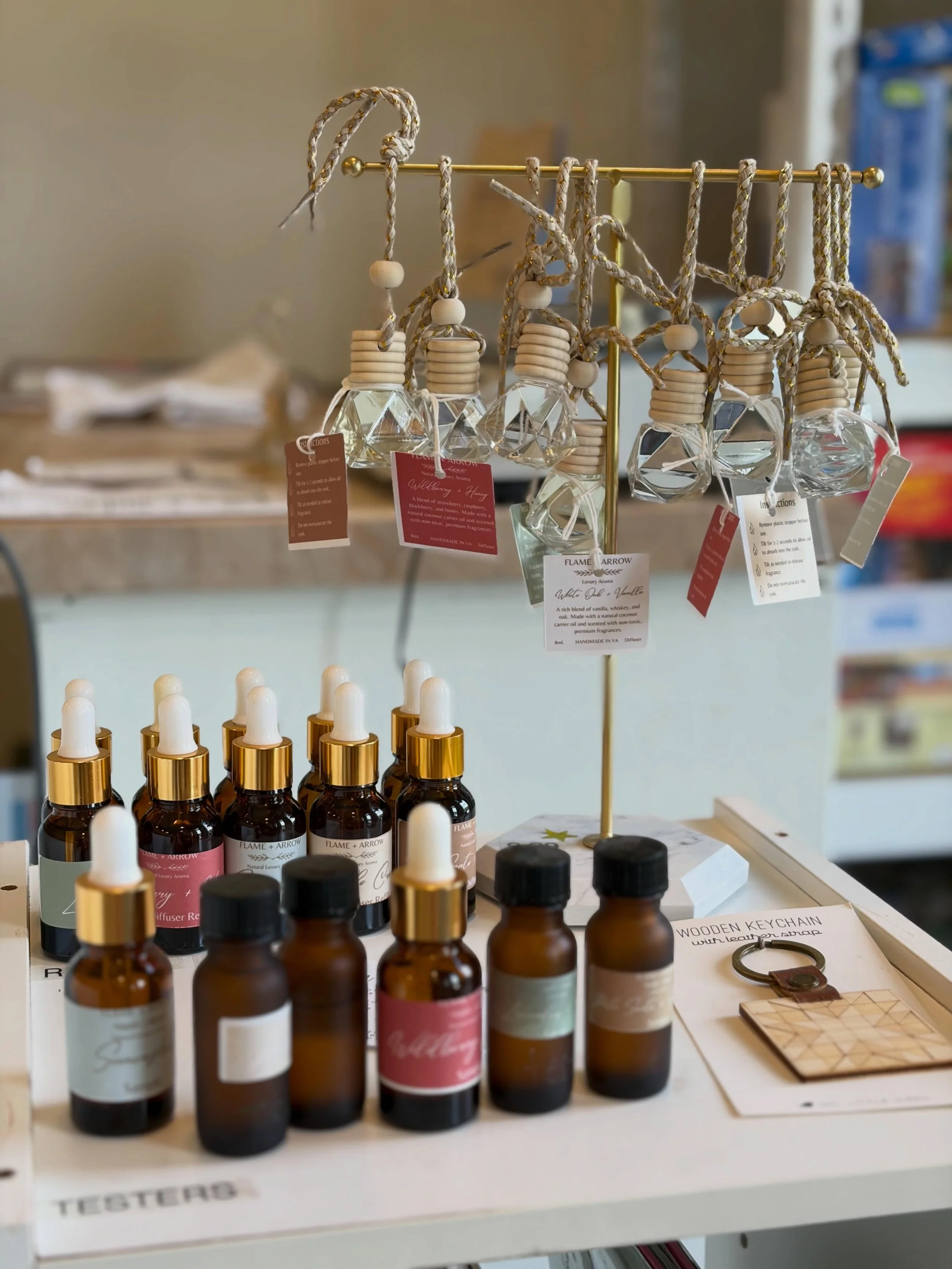 We have a fresh restock from everyone&rsquo;s favorite @_flameandarrow car diffusers so we now have the sun washed summer scent (it sold out so quickly the first time we ordered) and plenty of Palo Santo, lavender and sage, Lemoncello cream, and the 