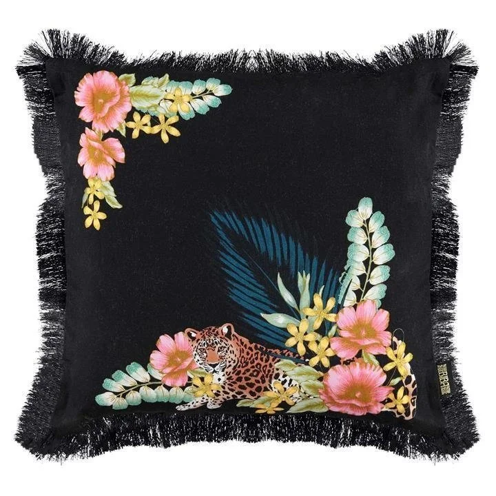 leopard floral cushion