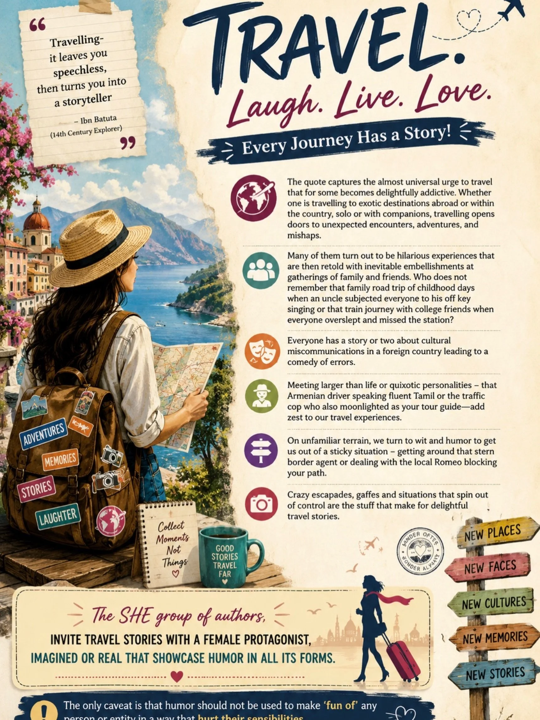 Are you a serious writer ✍️😊? A Woman of Indian origin🥻? 
Topic: humourous travel anecdotes😎
Abstract by: June 10
Full story by: July
Submit to: indianwomenshespeaks@gmail.com with a brief bio, sample writing and a 300 words abstract.