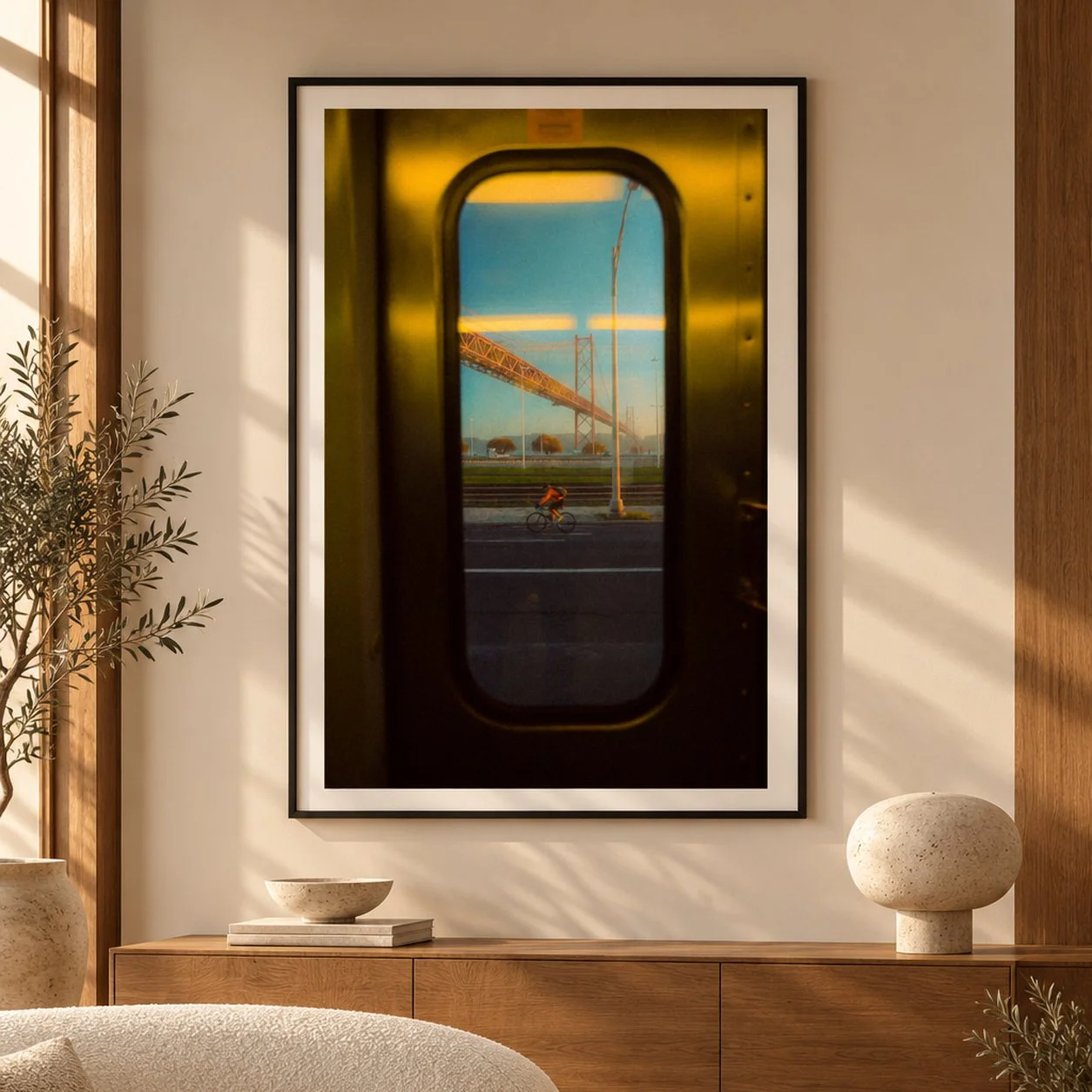 Through the Window, Lisbon 2021 — framed photograph in an elegant interior, concept visualisation.
