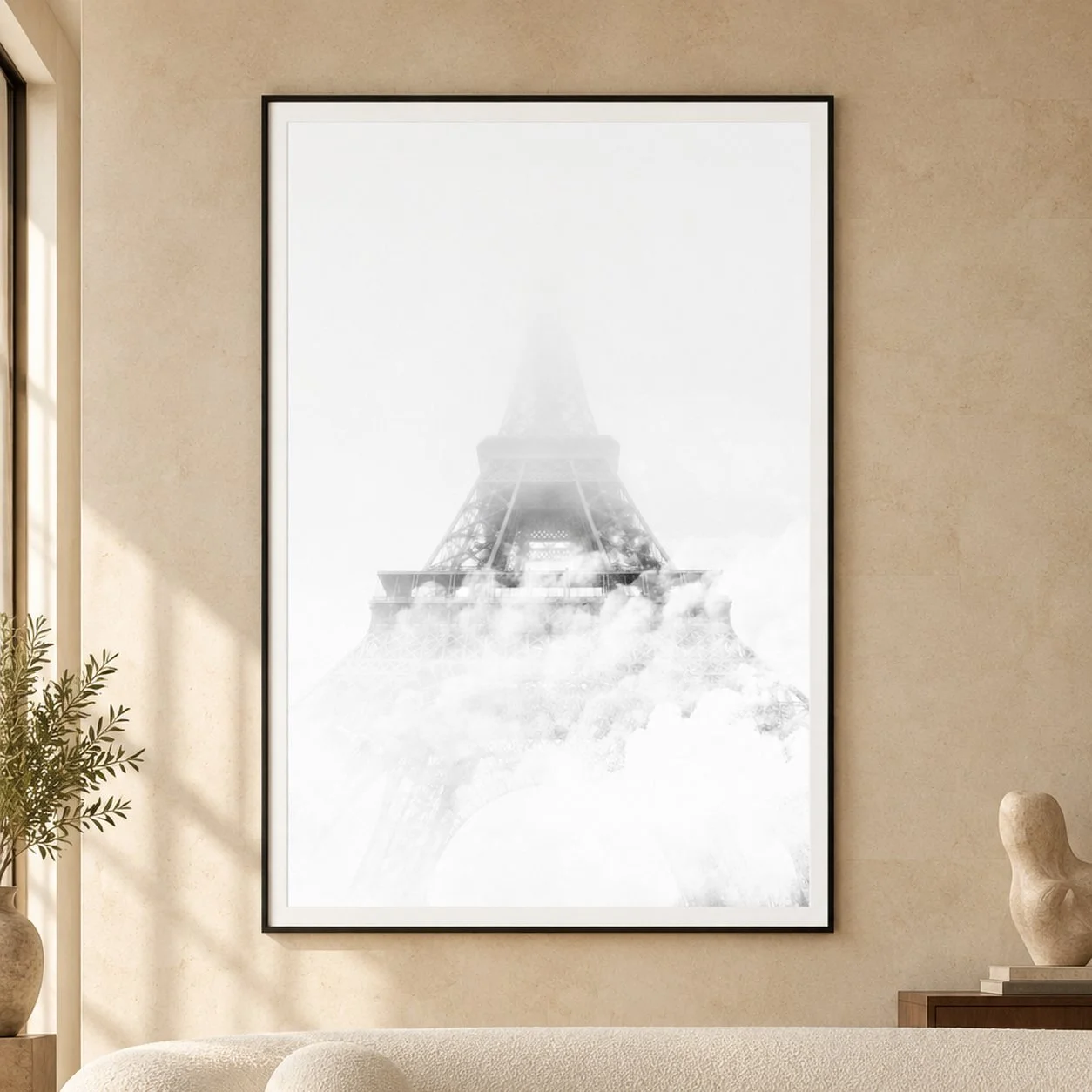 In the Clouds, Paris 2018 — framed photograph in an elegant interior, concept visualisation.