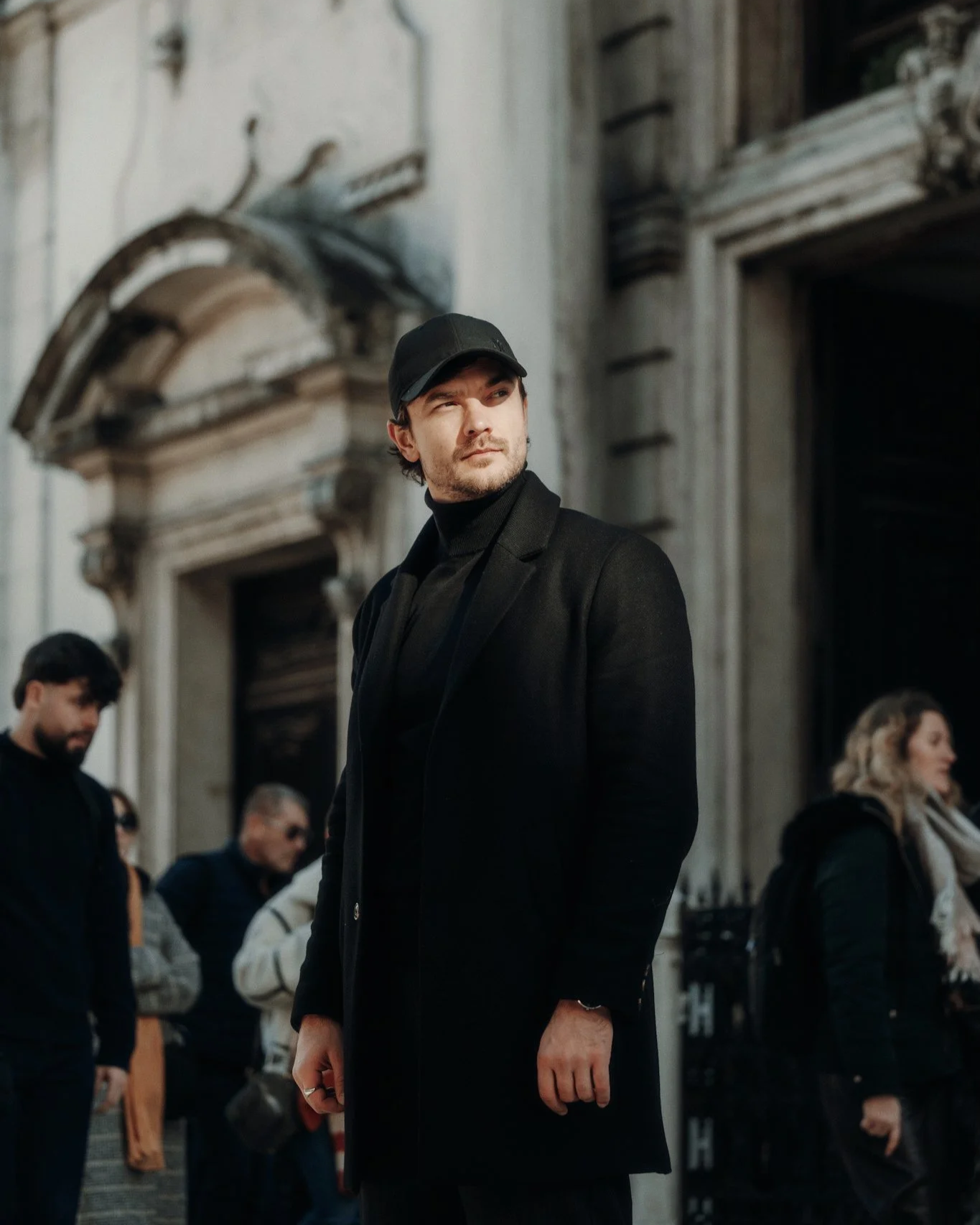 Cinematic portrait of a man on the streets of  Lisbon 