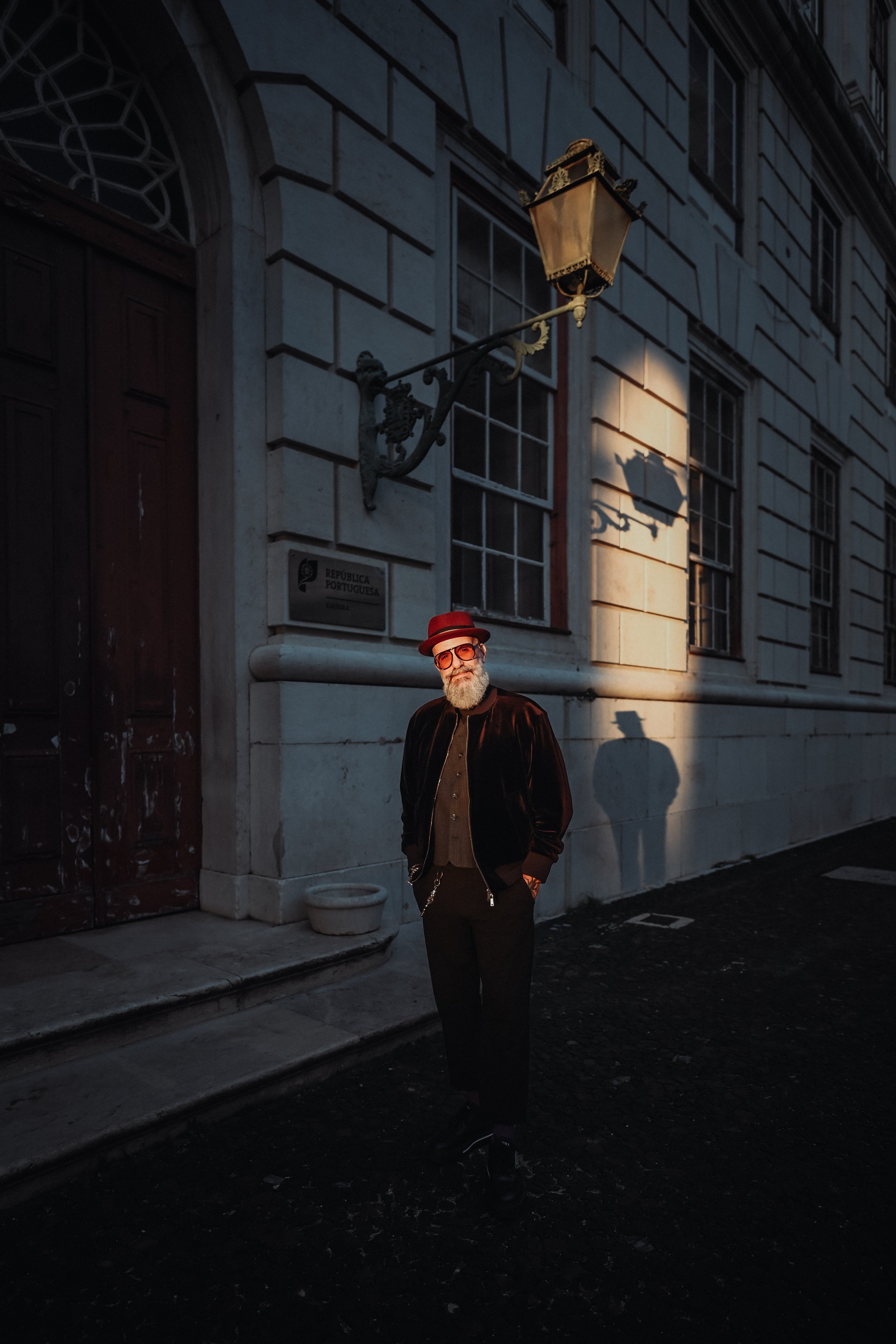 Cinematic portrait of a man in Lisbon at golden hour