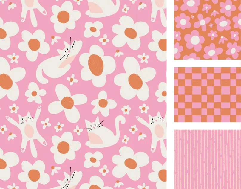 Coleção de Estampas “Gatos e Flores”