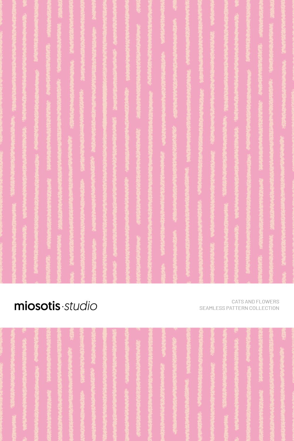 Hand-drawn vertical stripe seamless pattern in pink and cream with a playful textured finish.