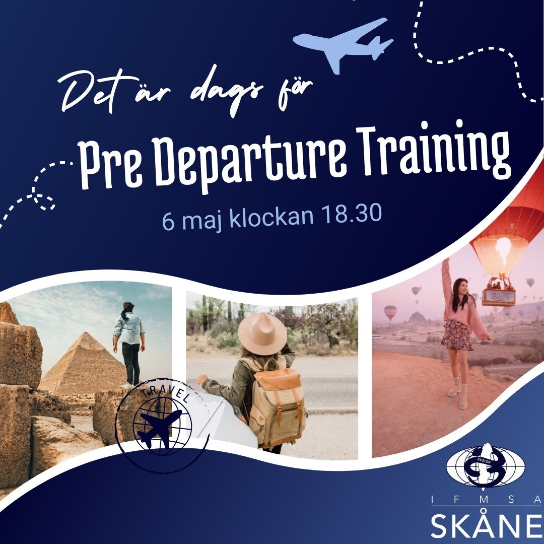 Dags f&ouml;r PDT-2! ✈️

Hej! Den 6/5 kl. 18.30 ska vi ha Pre Departure Training (PDT-2) p&aring; Forum Medicum i sal E12034. Alla som ska p&aring; IFMSA-utbyte under sommaren beh&ouml;ver komma p&aring; denna training f&ouml;r att f&aring; all infor