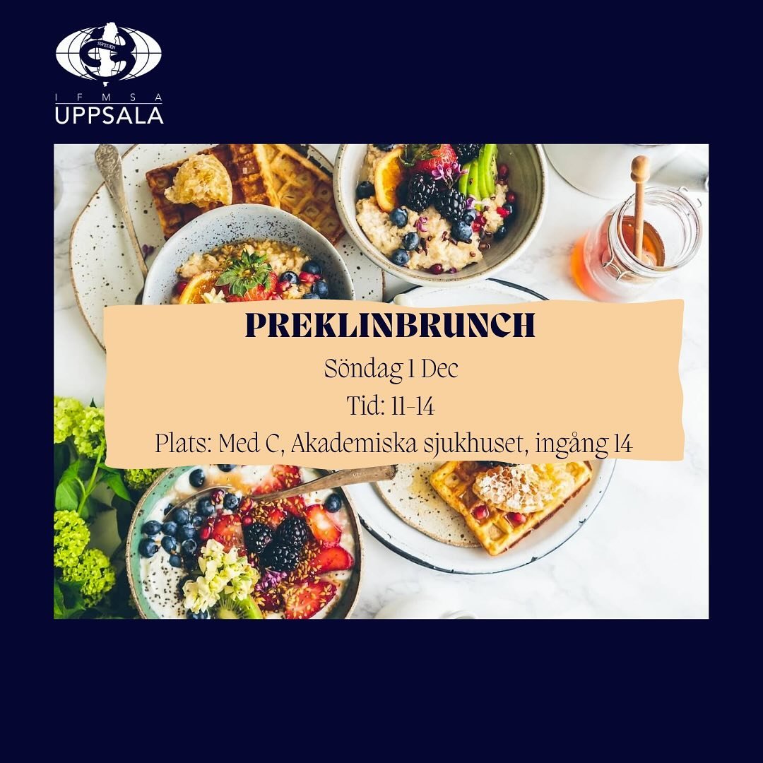 Nu &auml;r den tillbaka! 😁 V&auml;lkommen p&aring; GRATIS preklinbrunch, dagen efter preklin p&aring; MEDC! Gratis f&ouml;r alla medlemmar, men sj&auml;lvklart g&aring;r det bra att bli medlem p&aring; plats! 😁❤️ Vi bjuder p&aring; mackor, v&aring;