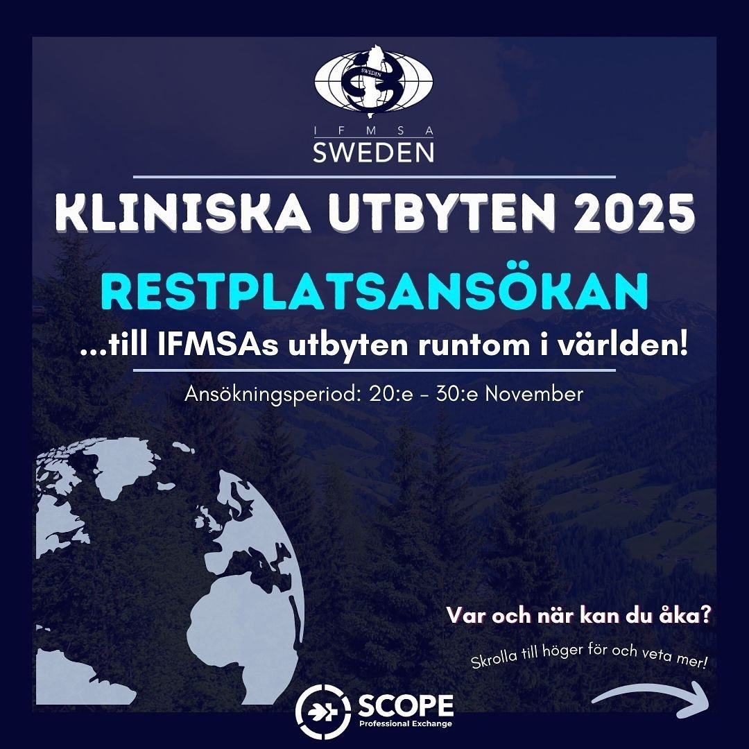 Nu &ouml;ppnas ans&ouml;kan f&ouml;r restplatser f&ouml;r v&aring;ra utbyten! l&auml;s mer och ans&ouml;k p&aring; ifmsa.se/utbyte 😎☀️😍